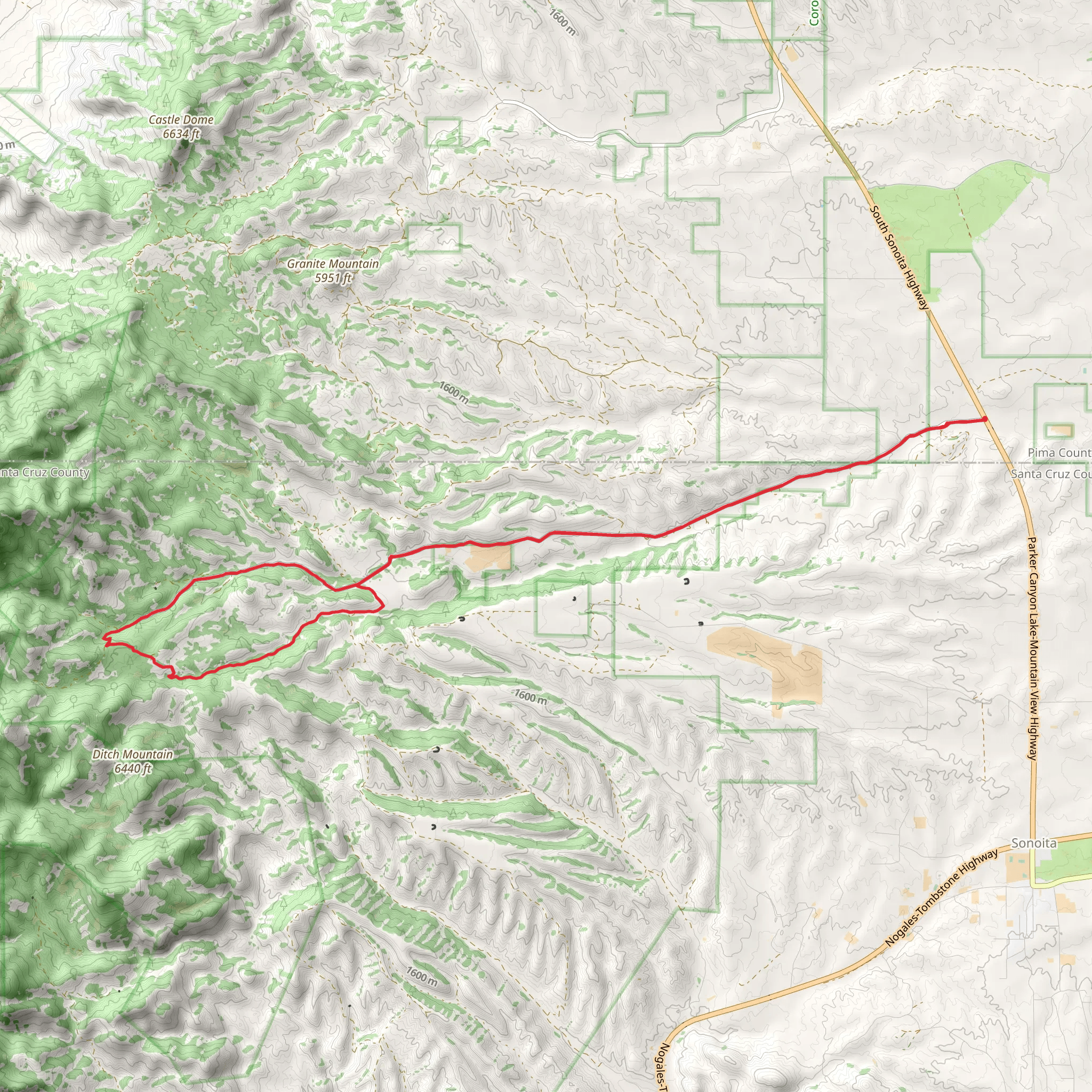 Gardner Canyon Road and Arizona Trail mobile static map
