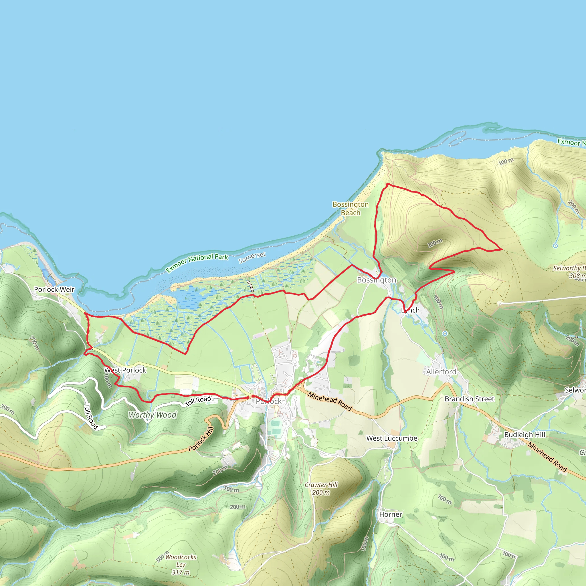 Porlock Bay Walk mobile static map