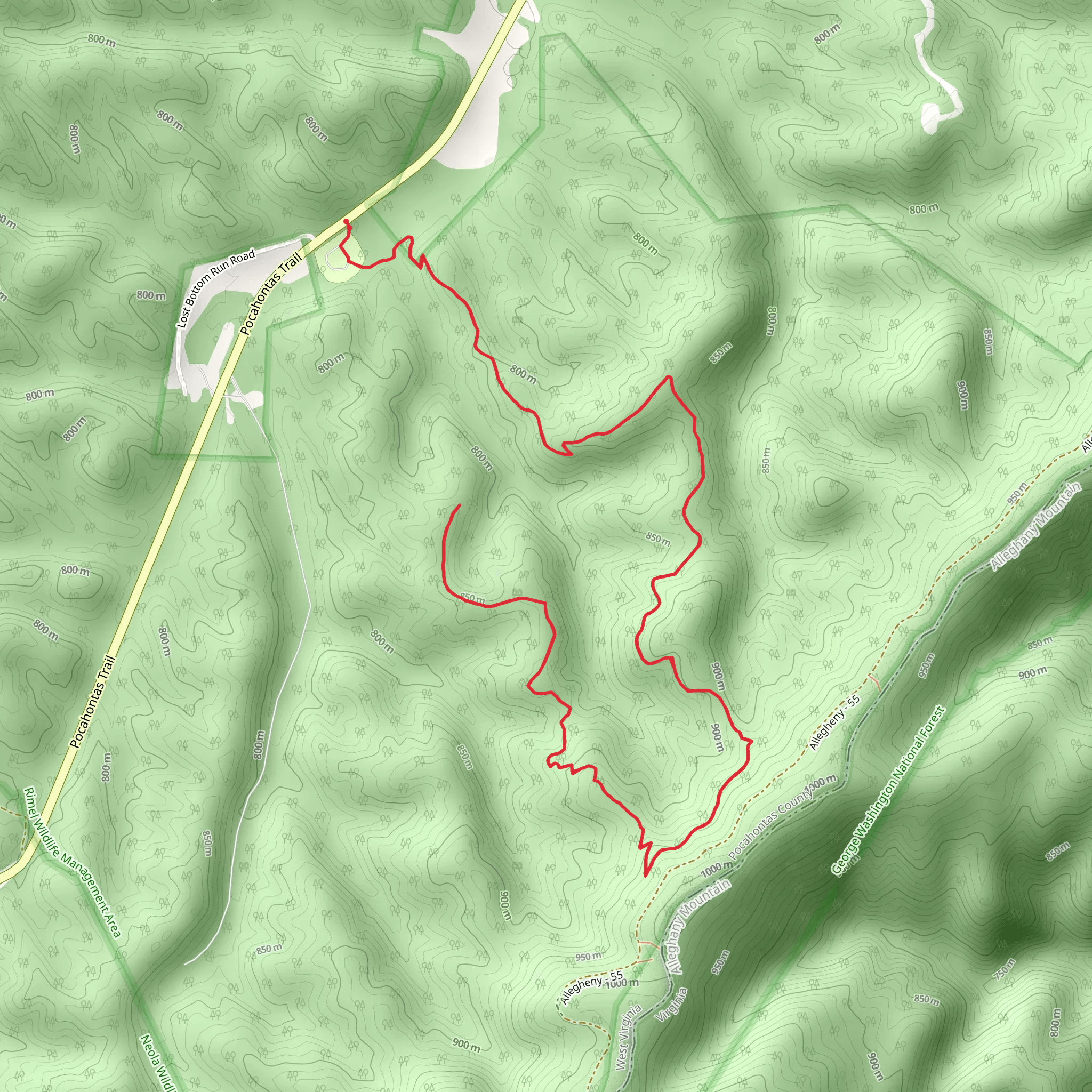 Two Lick Trail mobile static map
