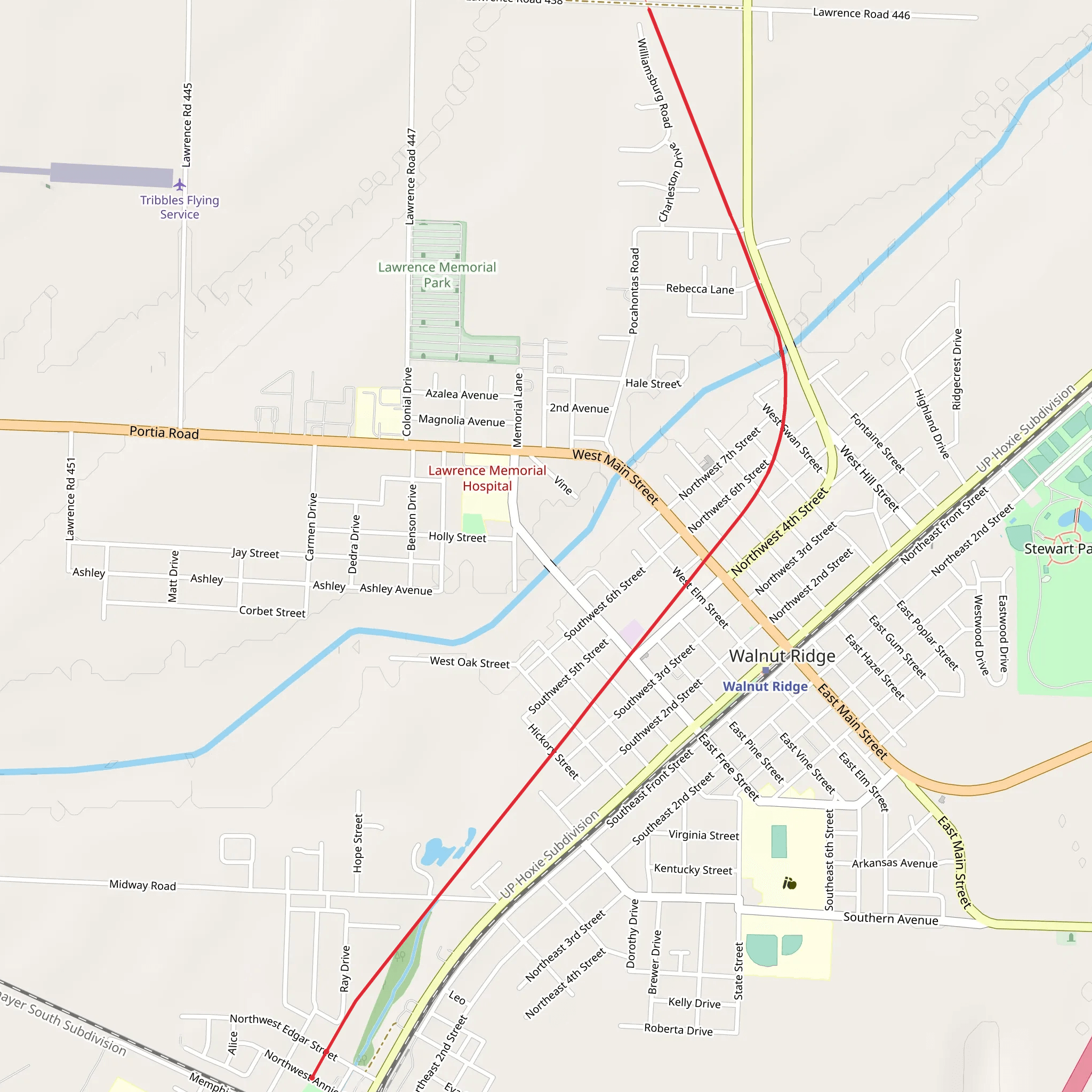 Hoxie to Walport Trail mobile static map