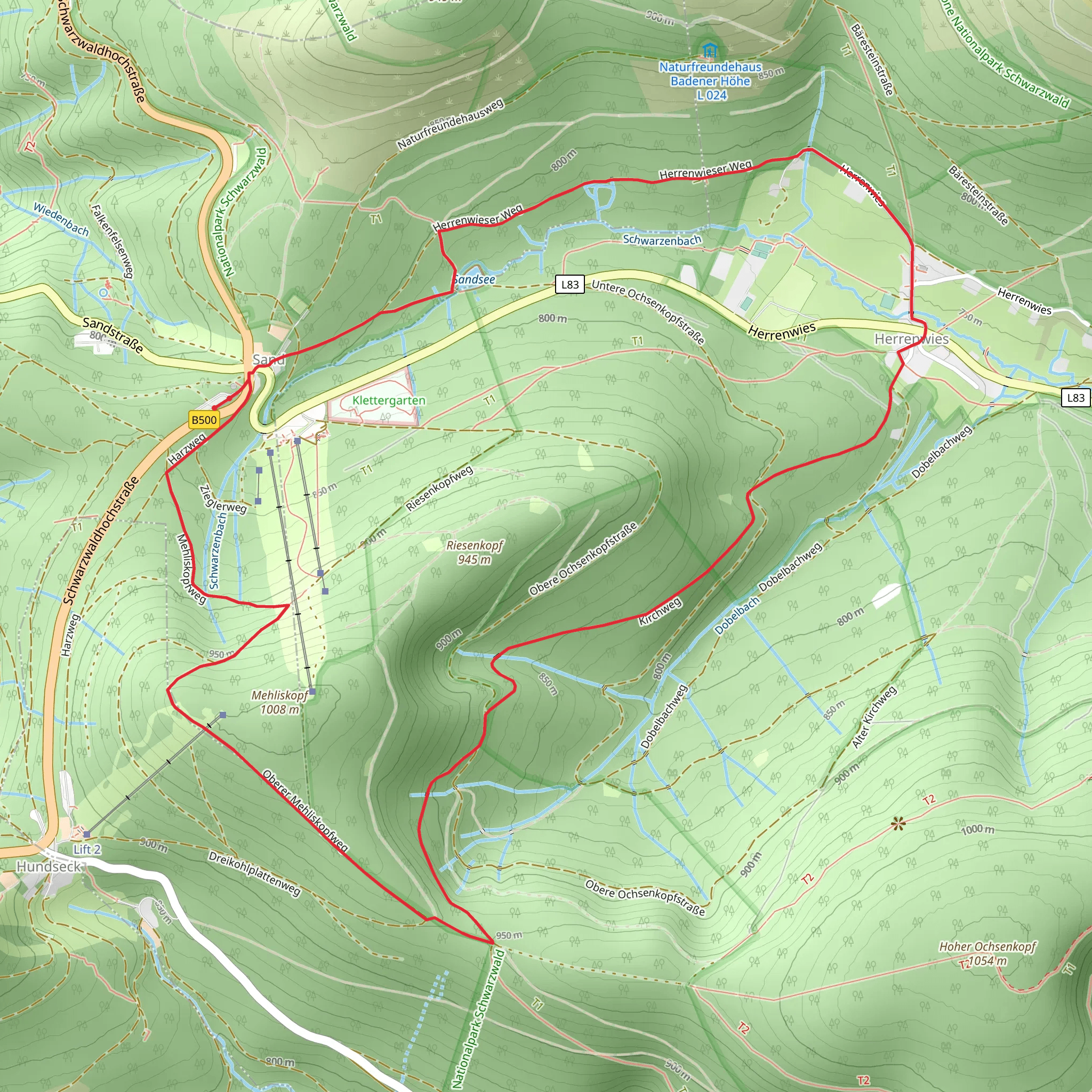 Sandsee, Herrenwies and Mehliskopfturm Loop mobile static map