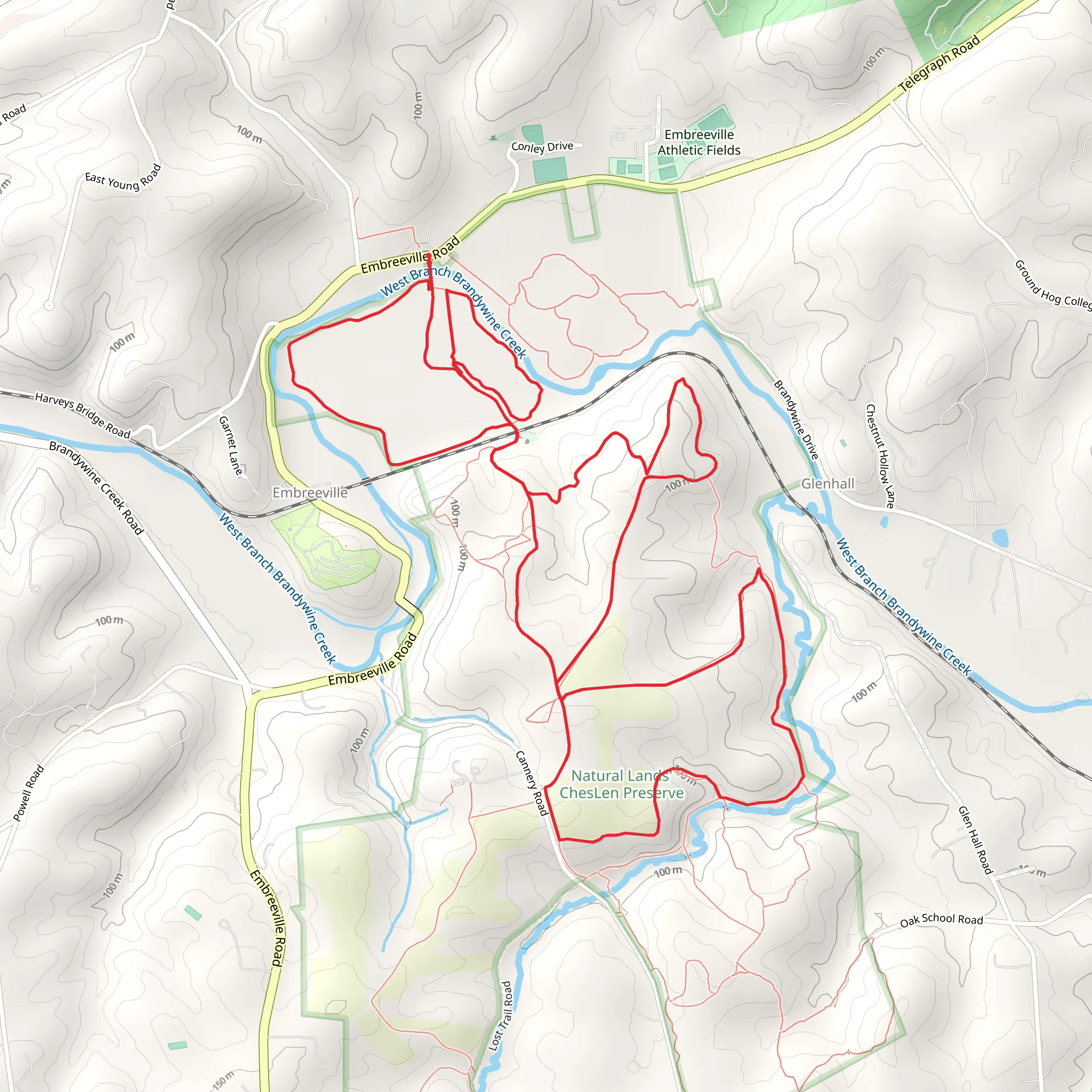 Cheslen Preserve - Red and Purple Loop Trail - Glenhall mobile static map