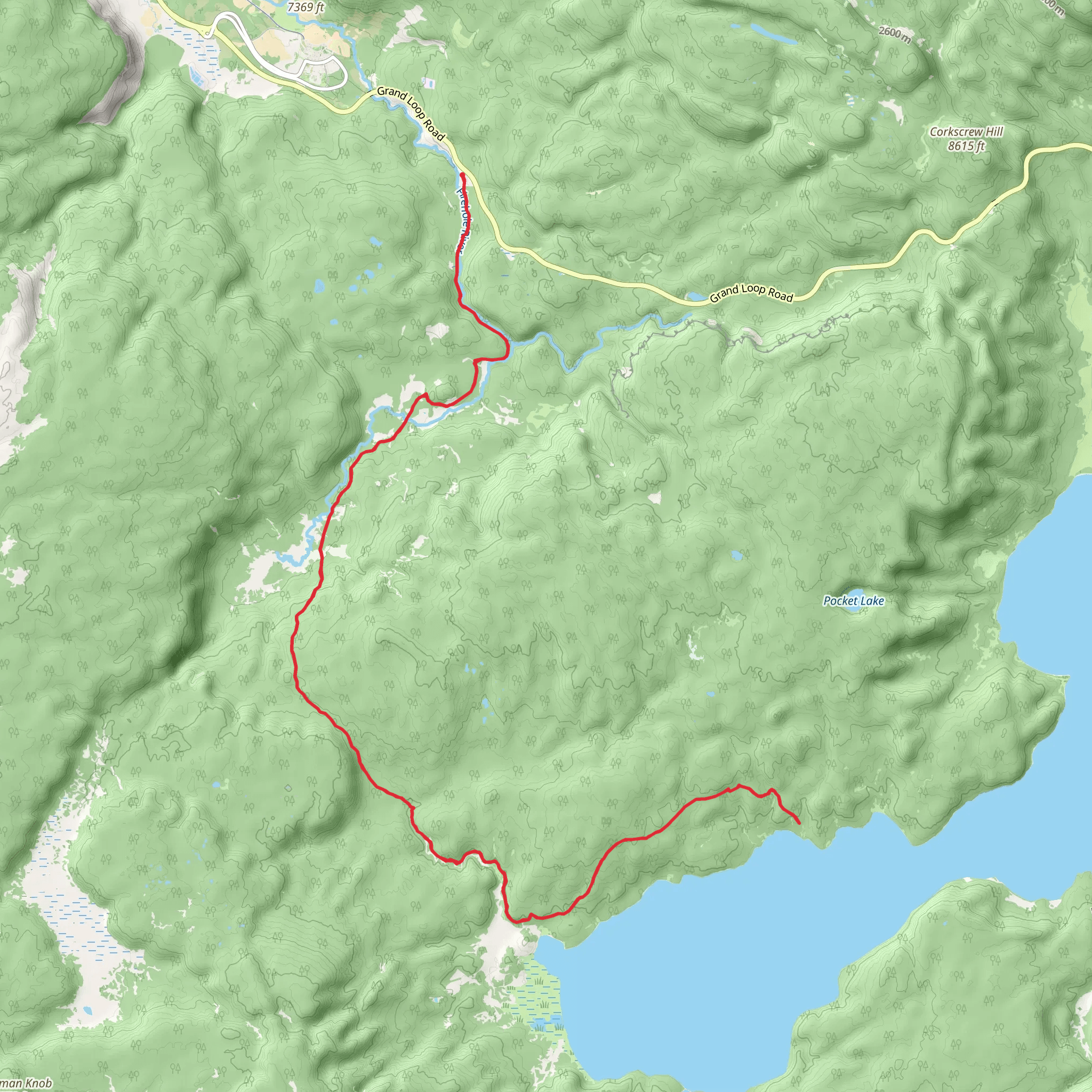 Shoshone Lake via Lone Star mobile static map