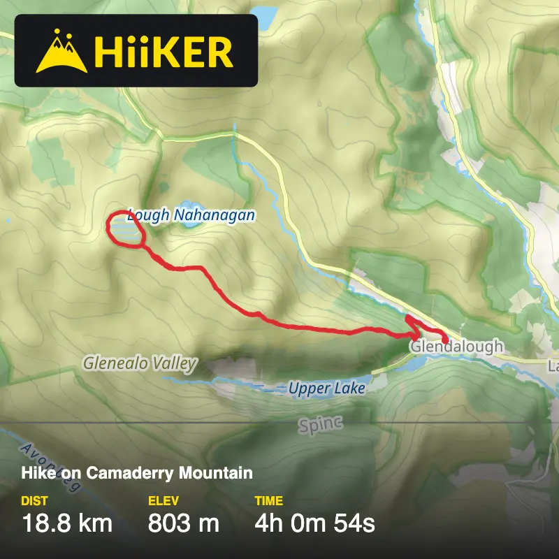 A map preview of the recording Hike on Camaderry Mountain.