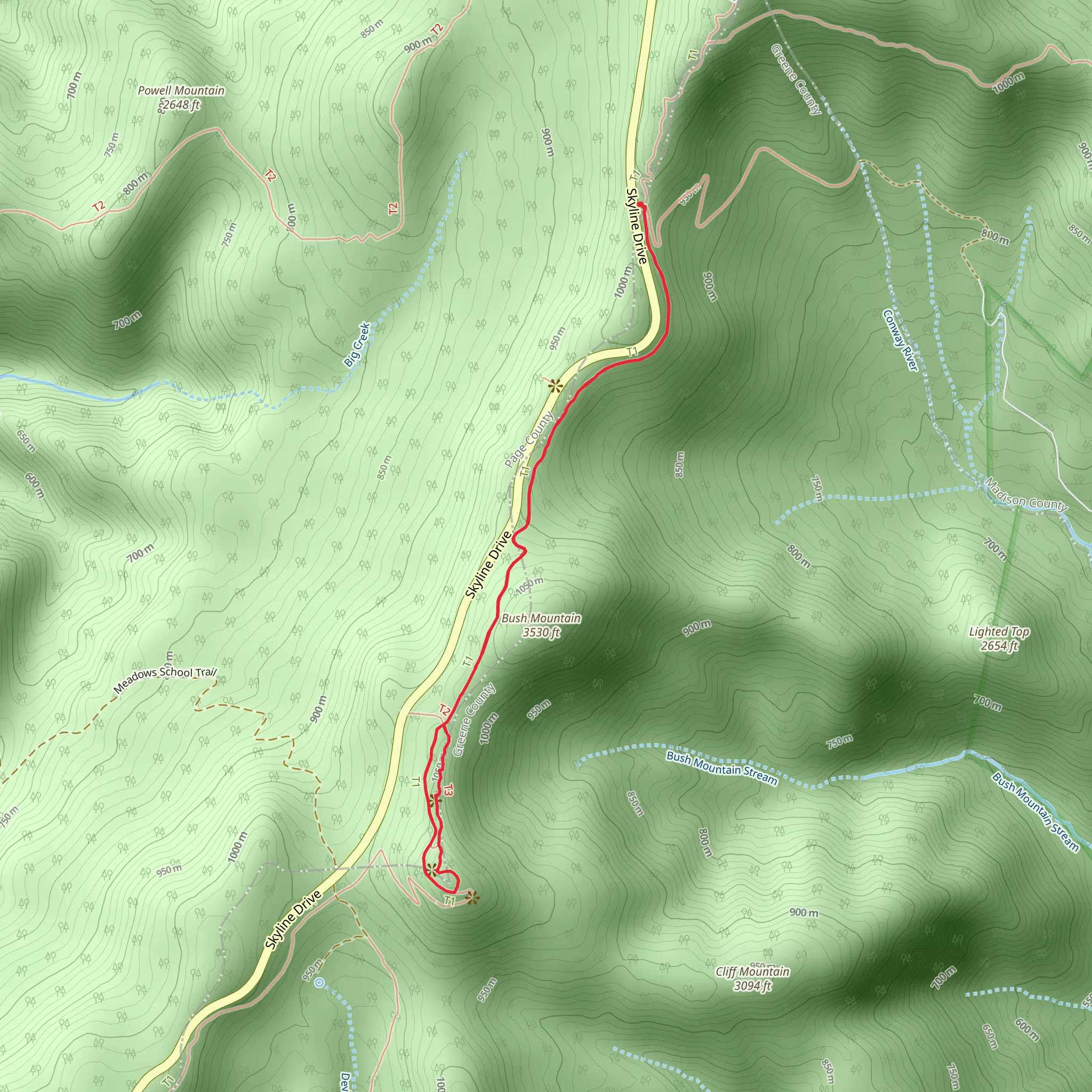 Bearfence Mountain via Appalachian Trail mobile static map