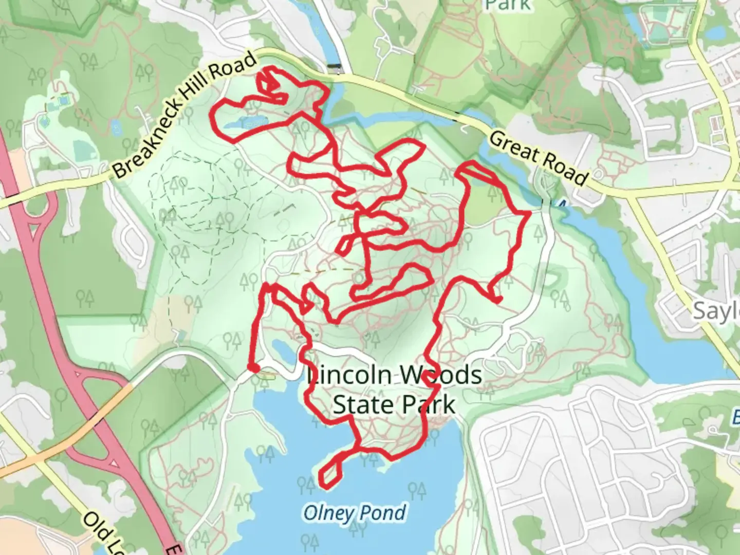 An image depicting the trail Split Rock, Mike's and Serpentine Loop and its surrounding area.