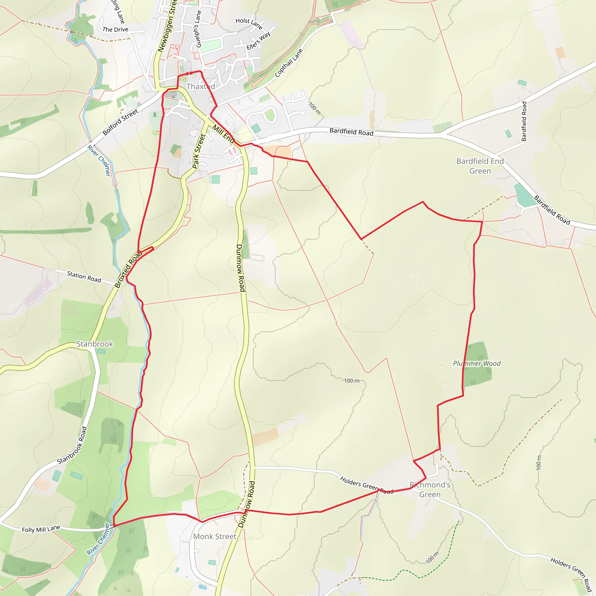 Thaxted-Monk Street and Richmond's Green Loop mobile static map