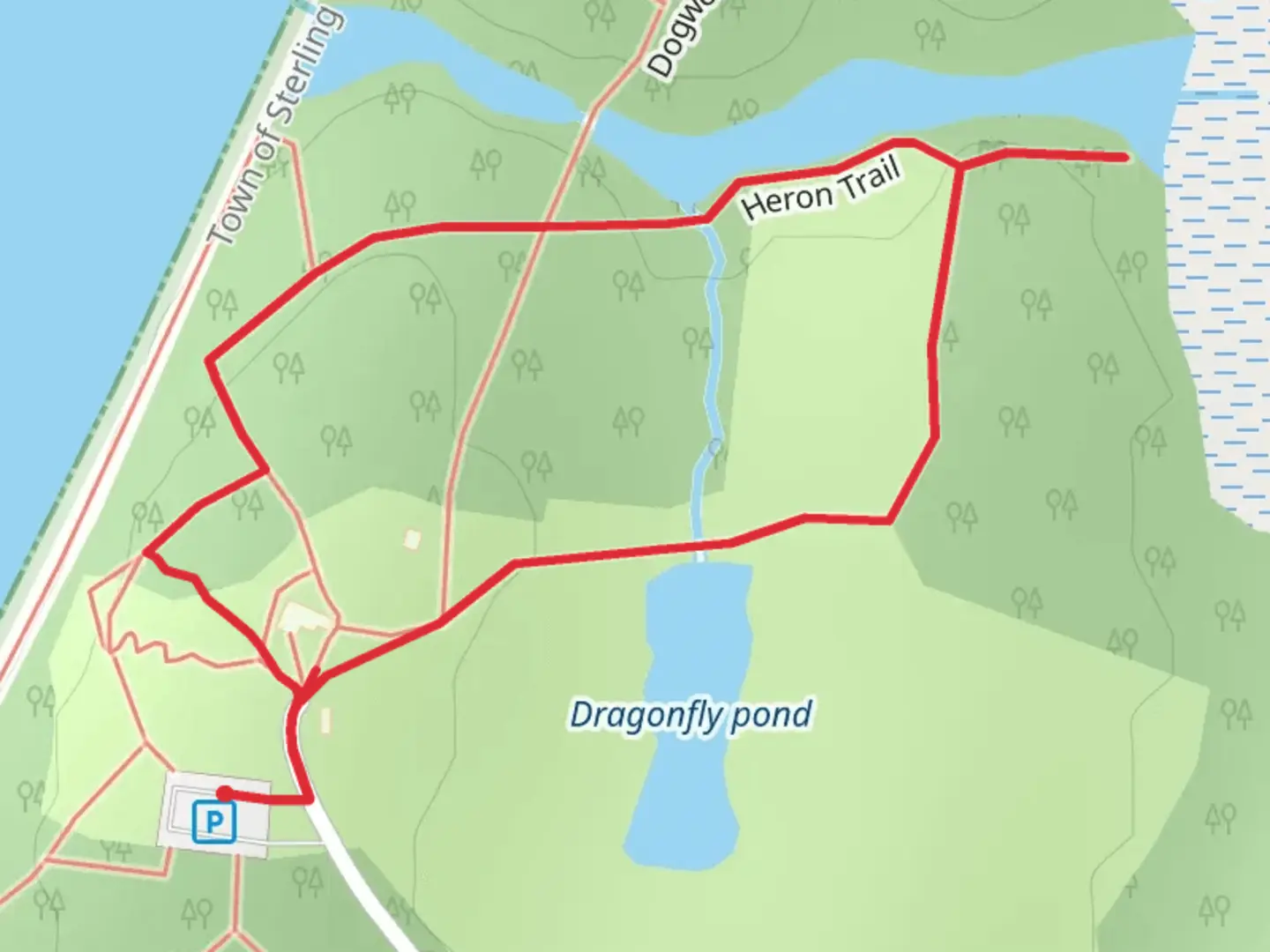 An image depicting the trail Sterling Nature Loop Trail and its surrounding area.