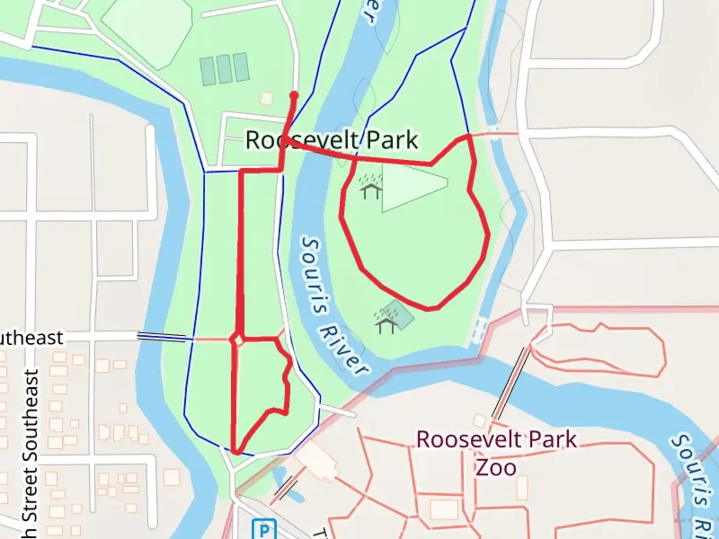 An image depicting the trail Roosevelt Ampitheater Loop via Souris River and its surrounding area.