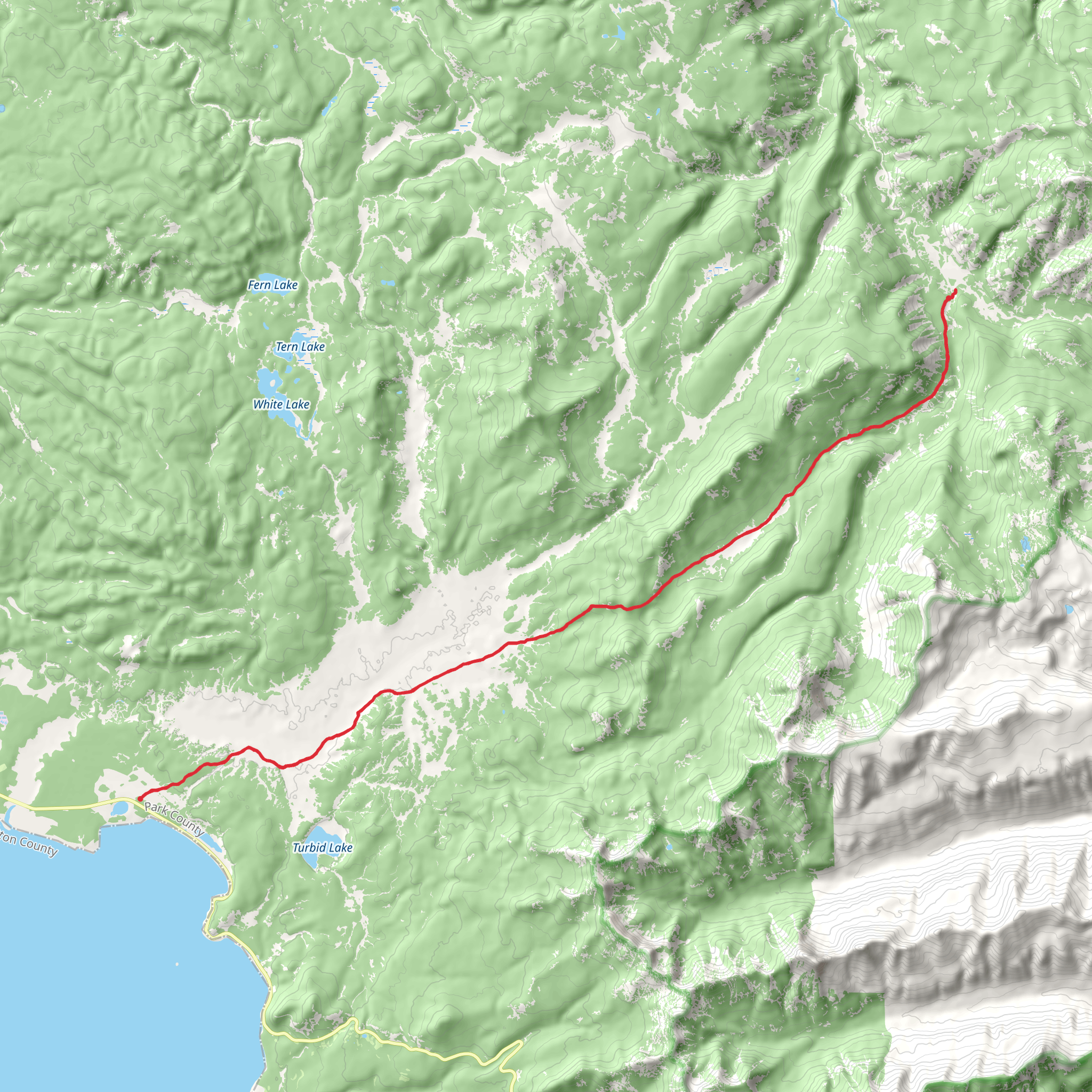 Mist Creek Trail via Pelican Valley Trail mobile static map