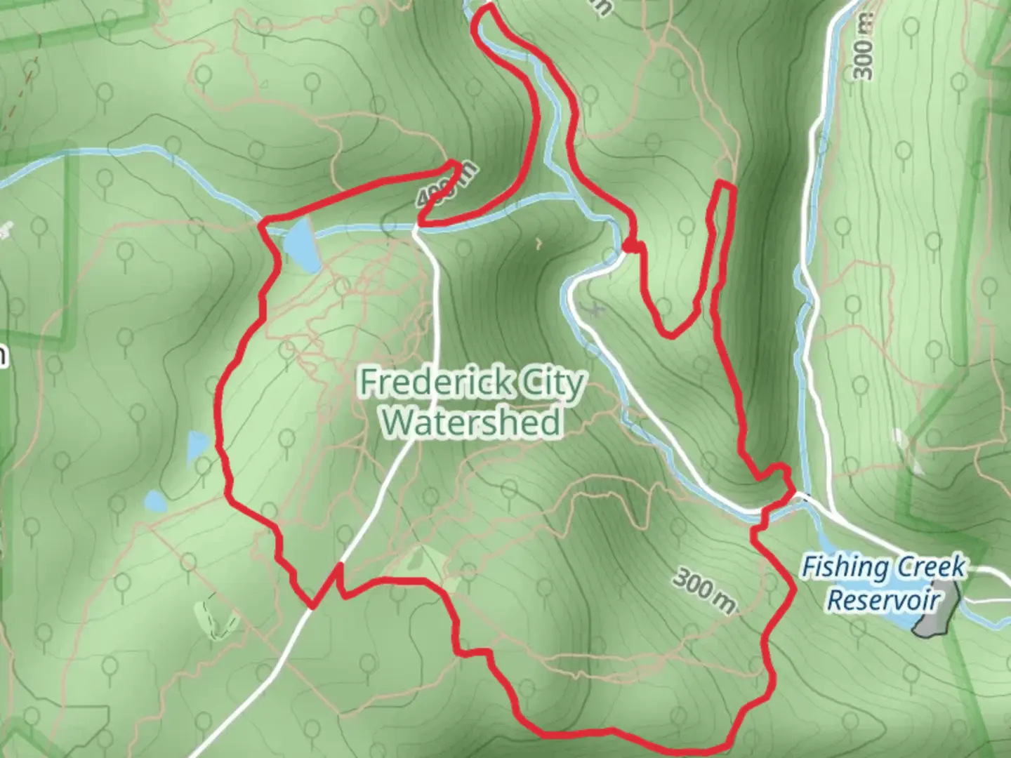 An image depicting the trail Treegina, Wayne's Trail and Catoctin Trail and its surrounding area.