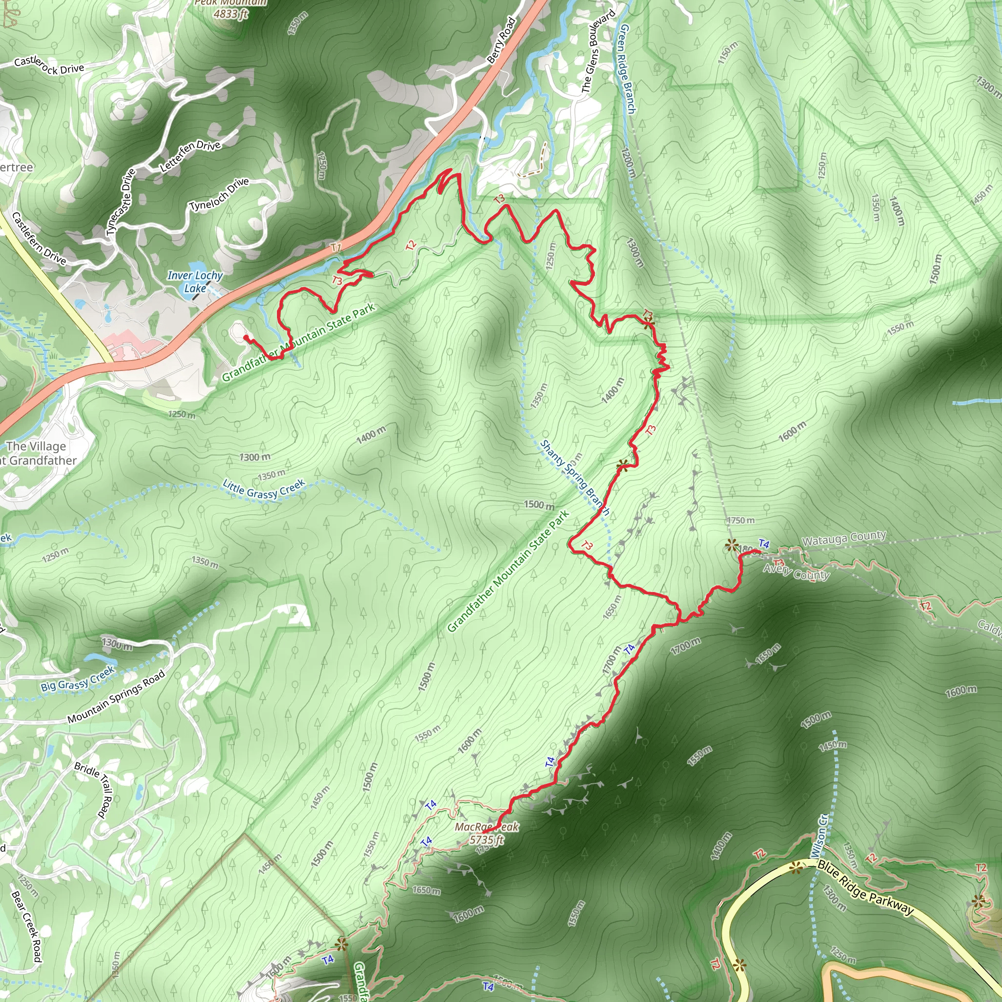 Calloway Peak and MacRae Peak via Profile Trail mobile static map