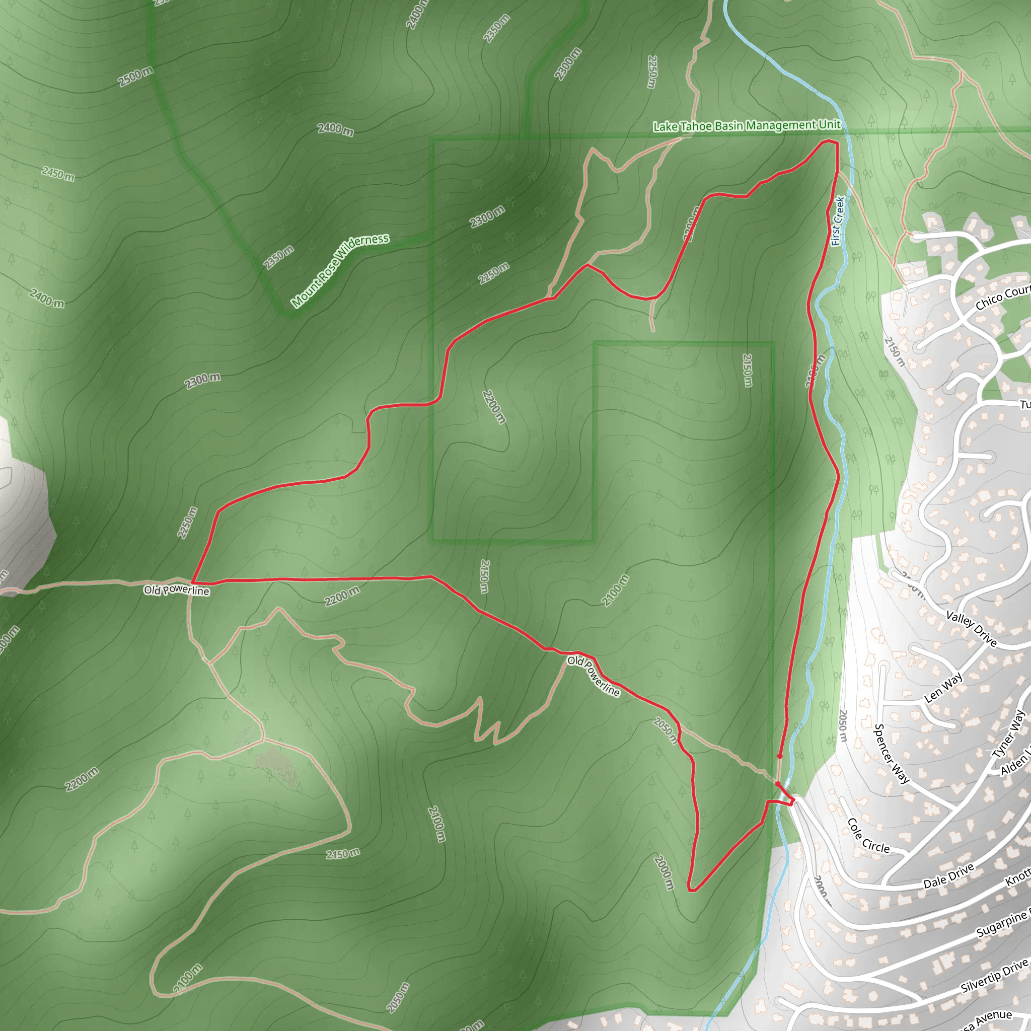 Old Powerline Loop mobile static map