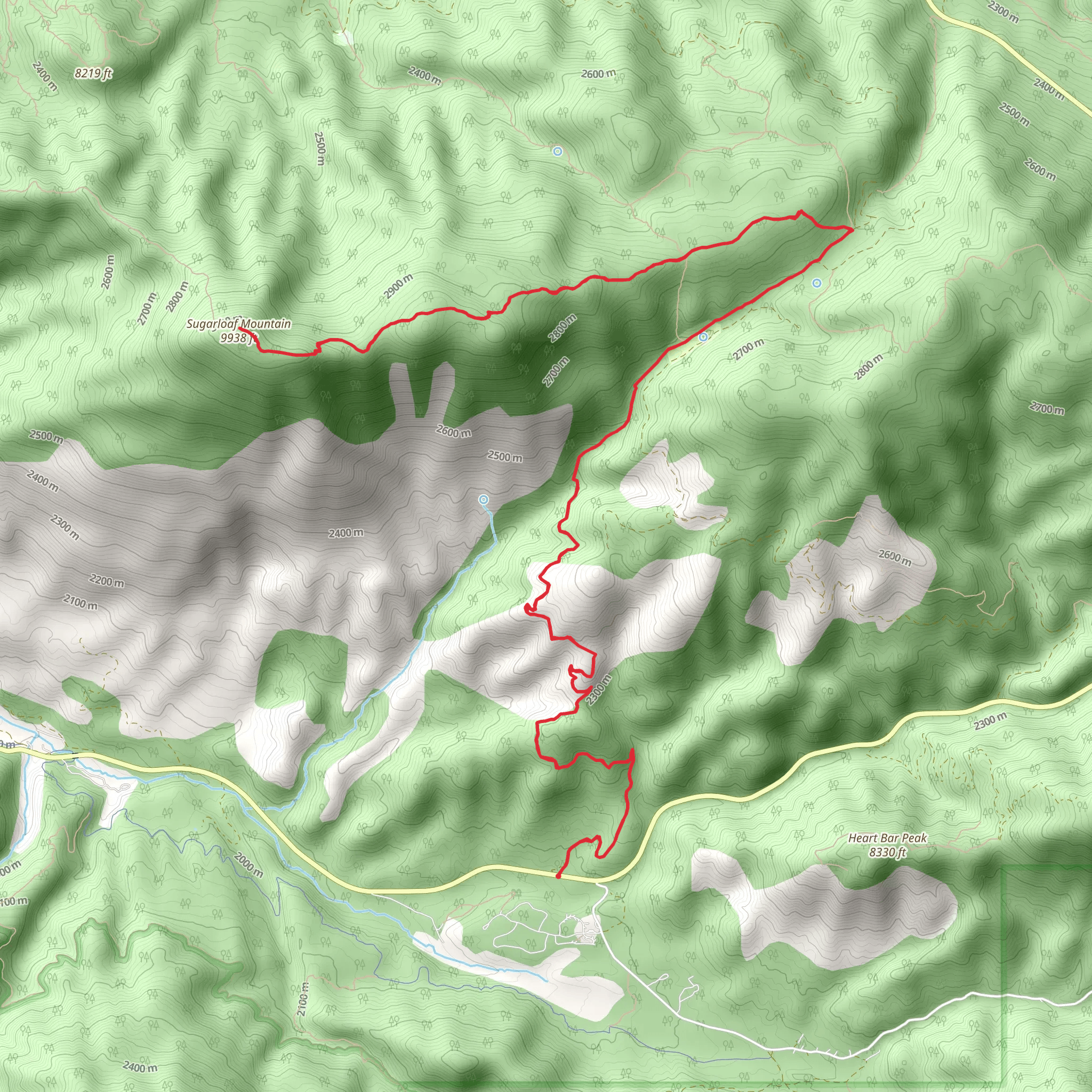 Sugarloaf Mountain via Wildhorse Creek Trail mobile static map