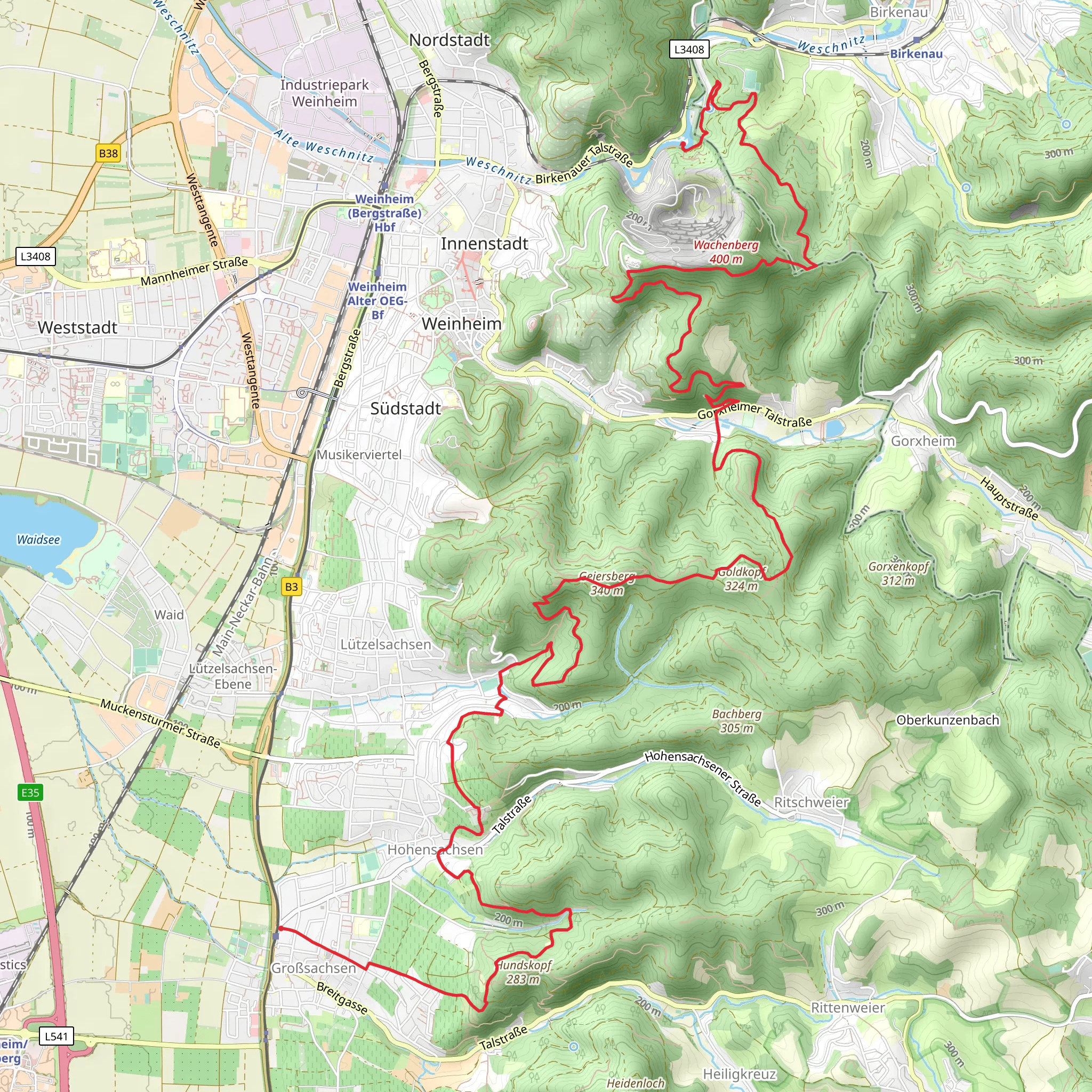 Birkenau to Grosssachsen Walk mobile static map