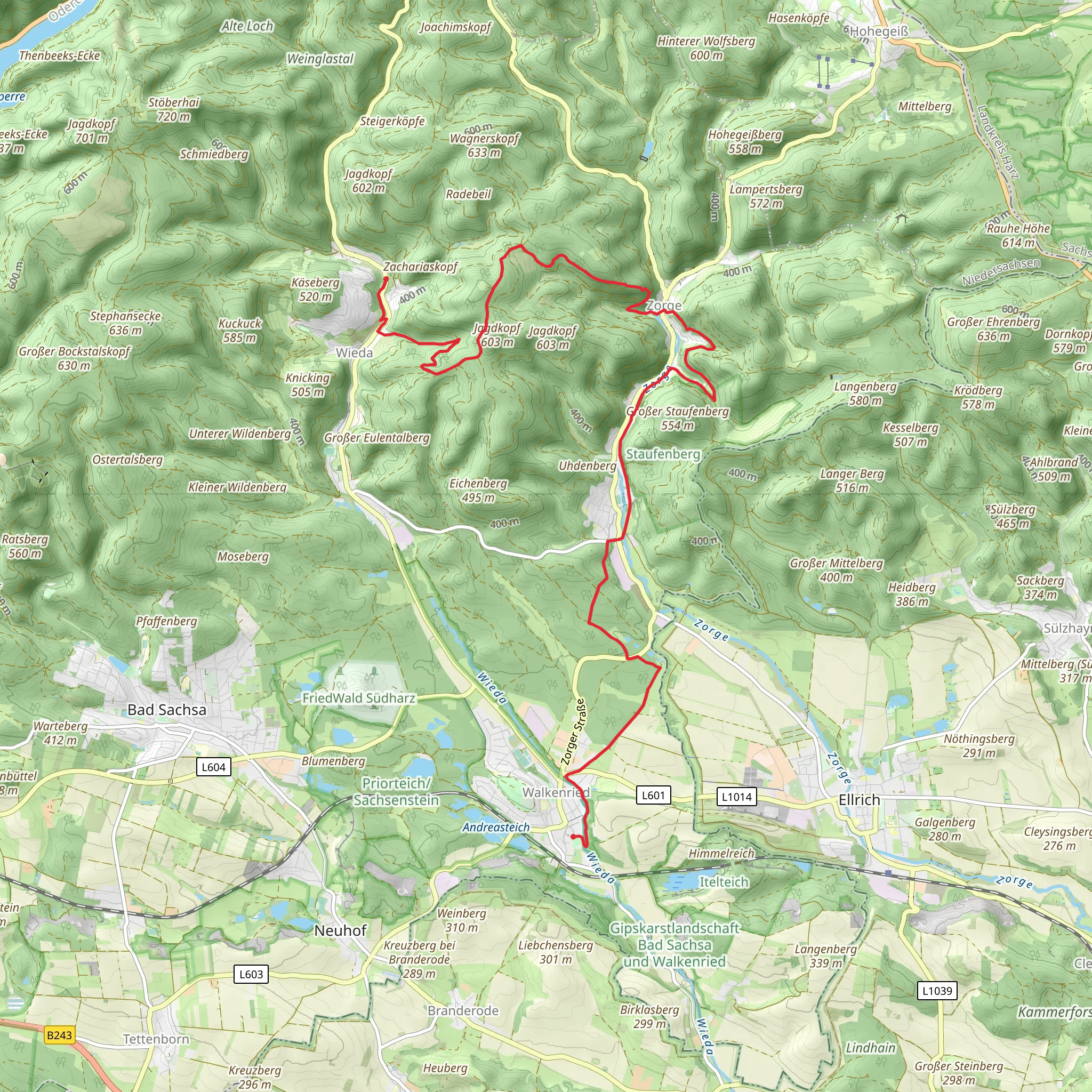 Wieda to Walkenried Walk mobile static map