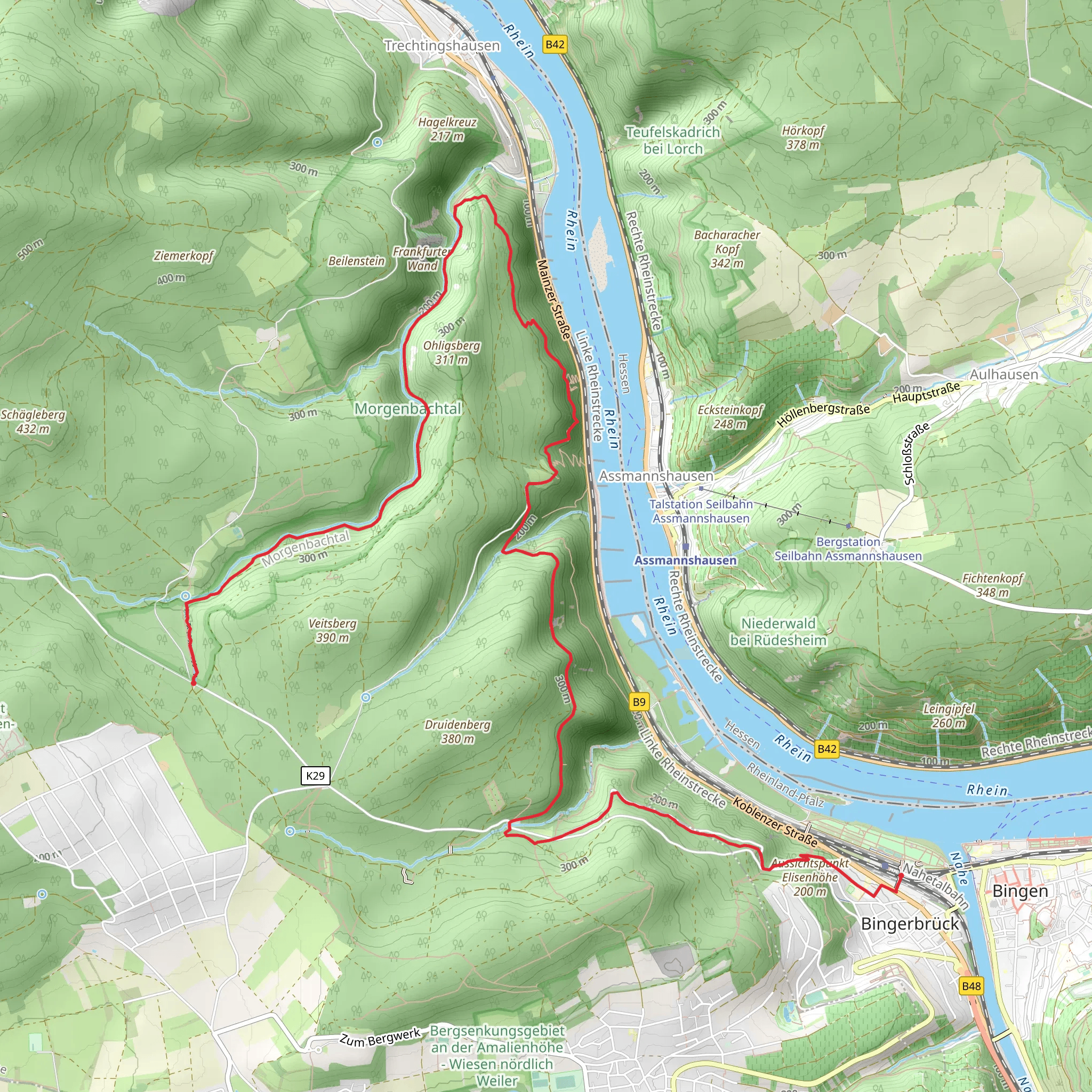 Burgmuseum, Prinzenkopf Walk to Bingen via Soonwaldsteig mobile static map