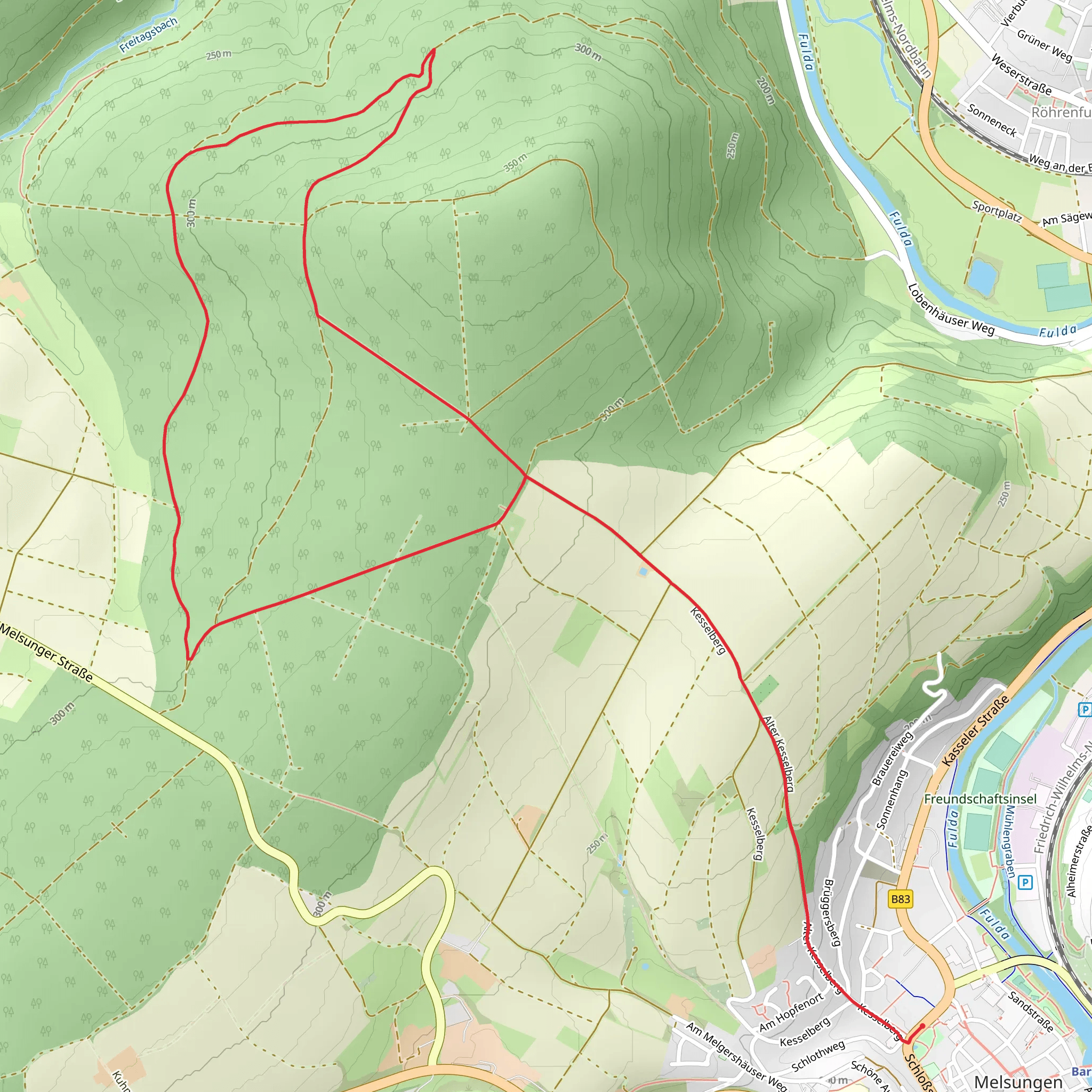 Melsunger Rundwanderweg from Schlosspark mobile static map