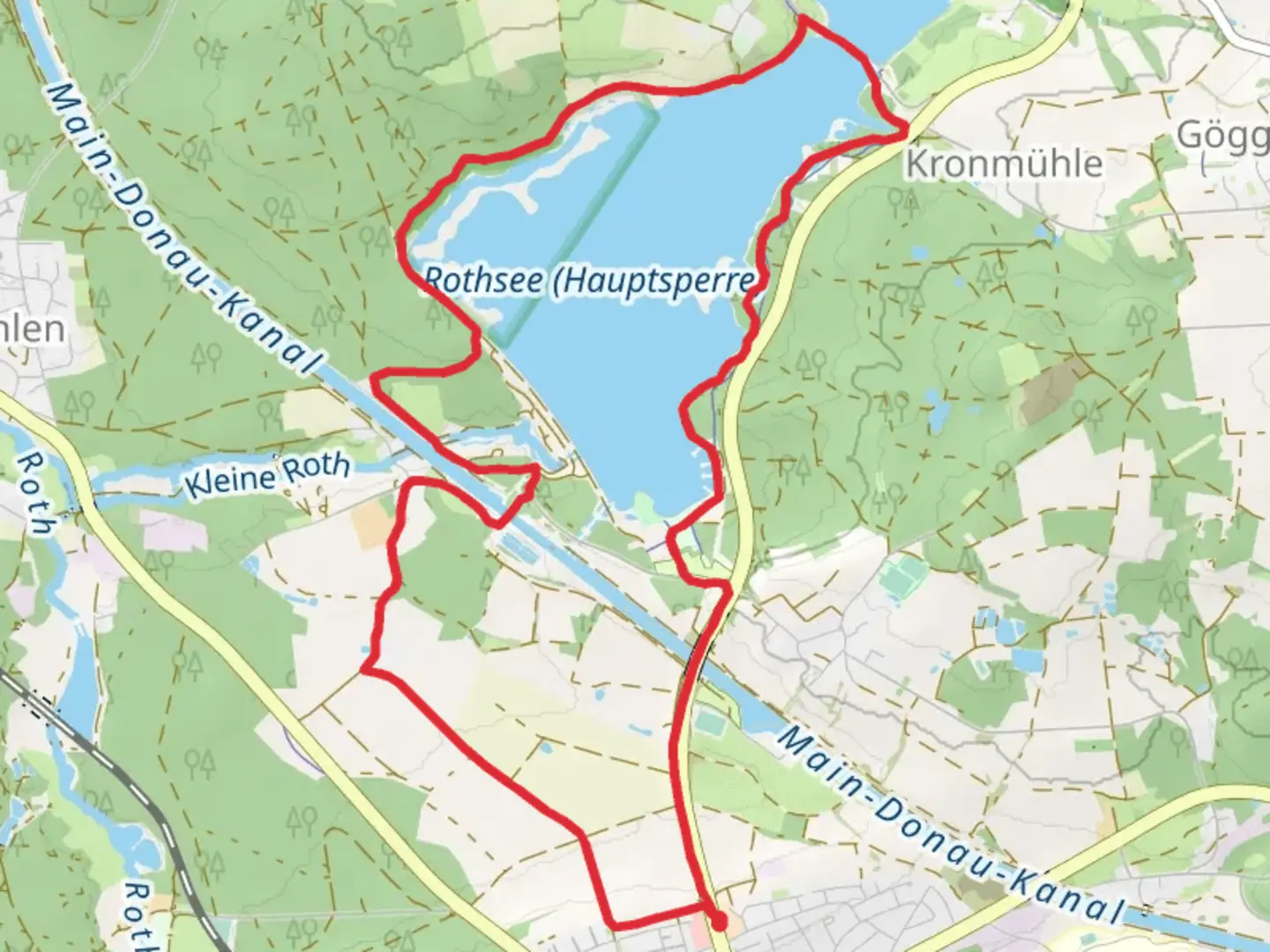 An image depicting the trail Rothsee via Die Rothsee Tour and its surrounding area.