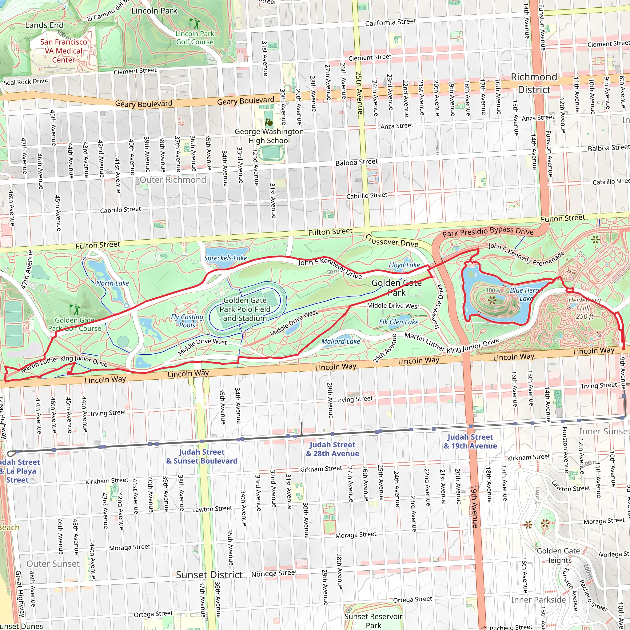 Strawberry Hill and Golden Gate Park Loop mobile static map