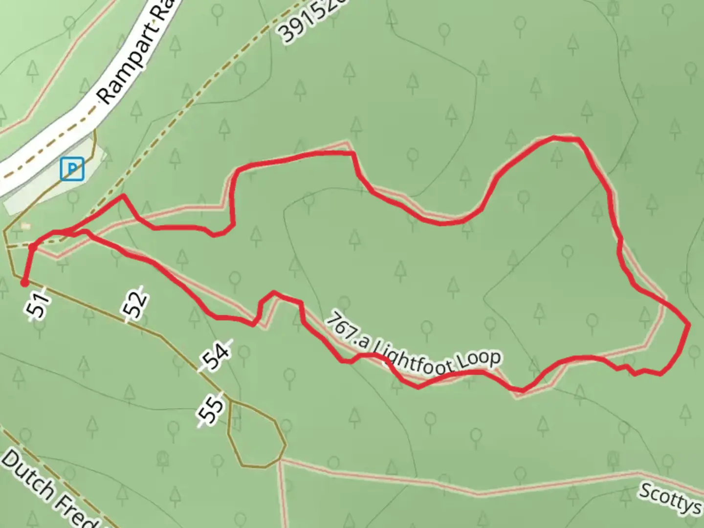 An image depicting the trail Lightfoot Loop Trail and its surrounding area.
