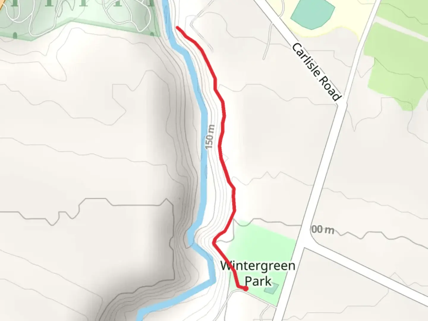 An image depicting the trail Canajoharie Falls and its surrounding area.