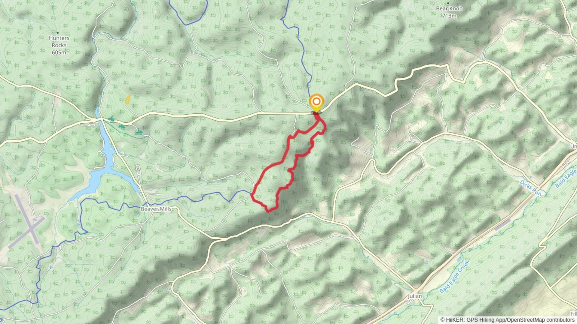 An image depicting the trail Whetstone Run Loop and its surrounding area.