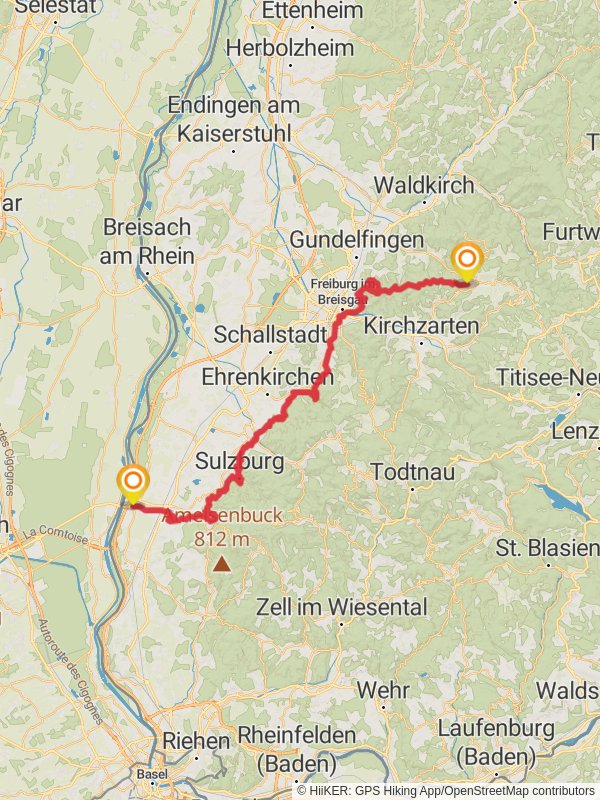 Zähringer-Wanderweg mobile static map