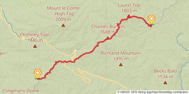 Appalachian Trail - North Carolina stage 14 Map