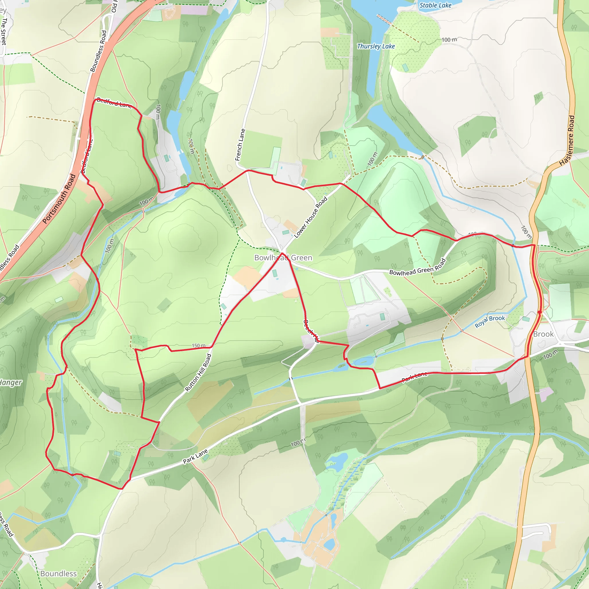Royal Brook, Beech Hill and Furzefield Wood Loop mobile static map