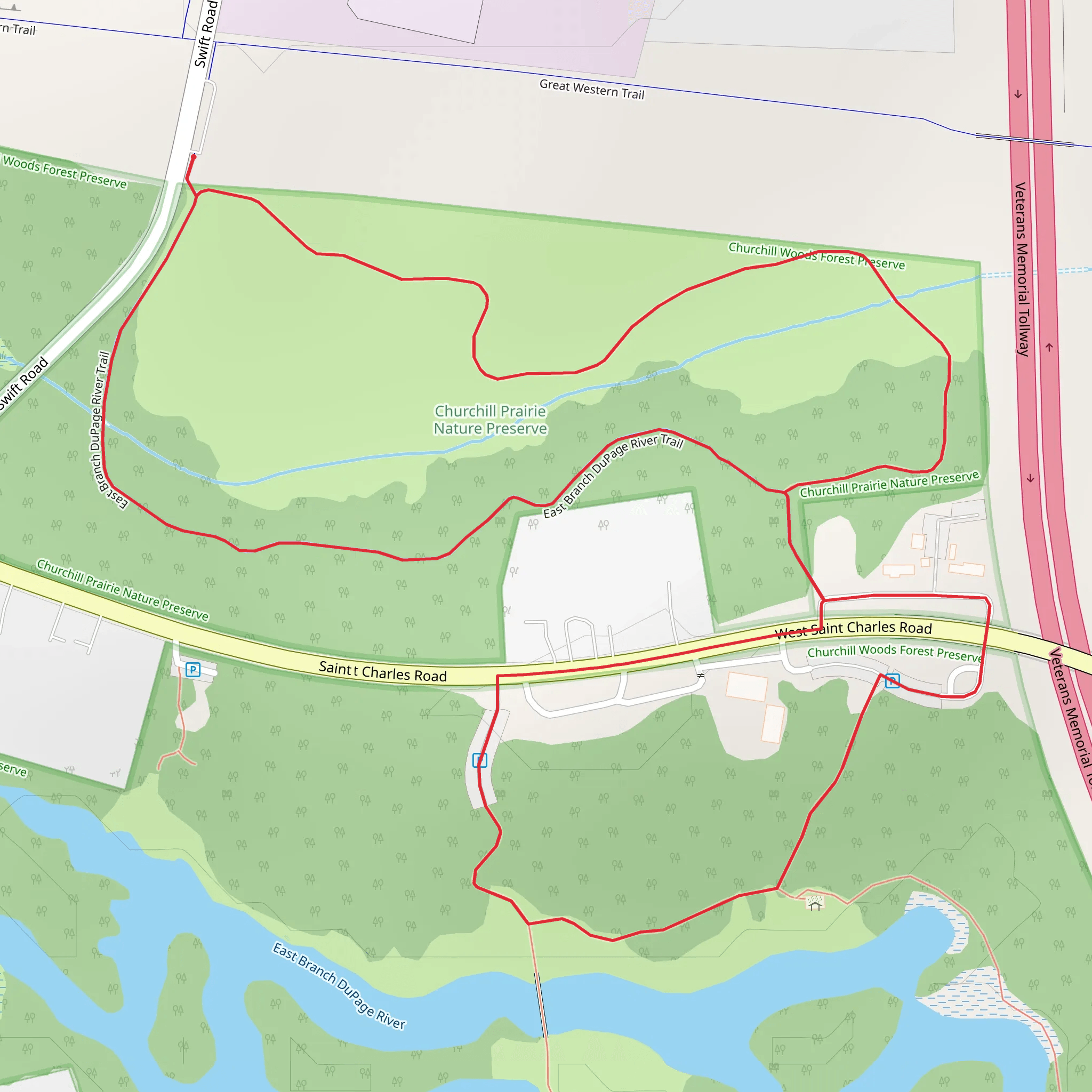 East Branch DuPage River Loop mobile static map