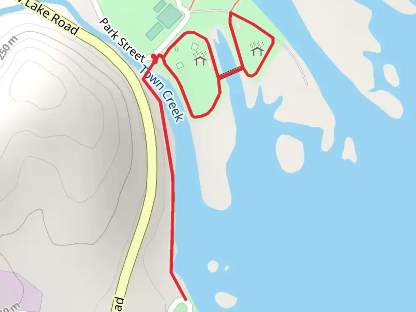 An image depicting the trail Town Creek Walk and its surrounding area.