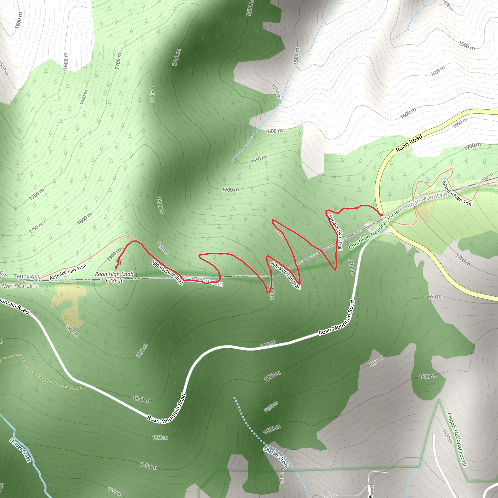Roan High Knob via Appalachian Trail mobile static map