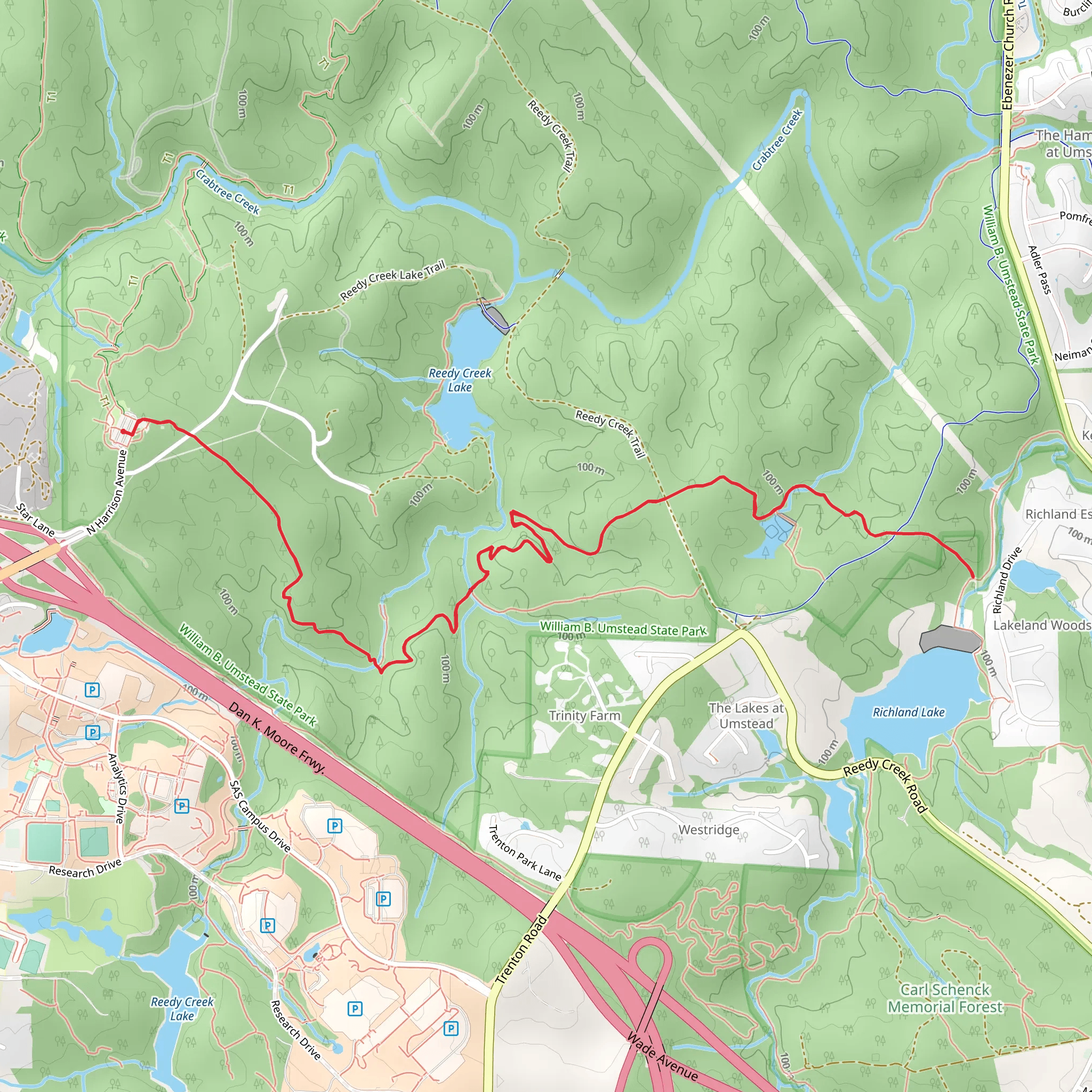 Richland Lake via Loblolly Trail mobile static map