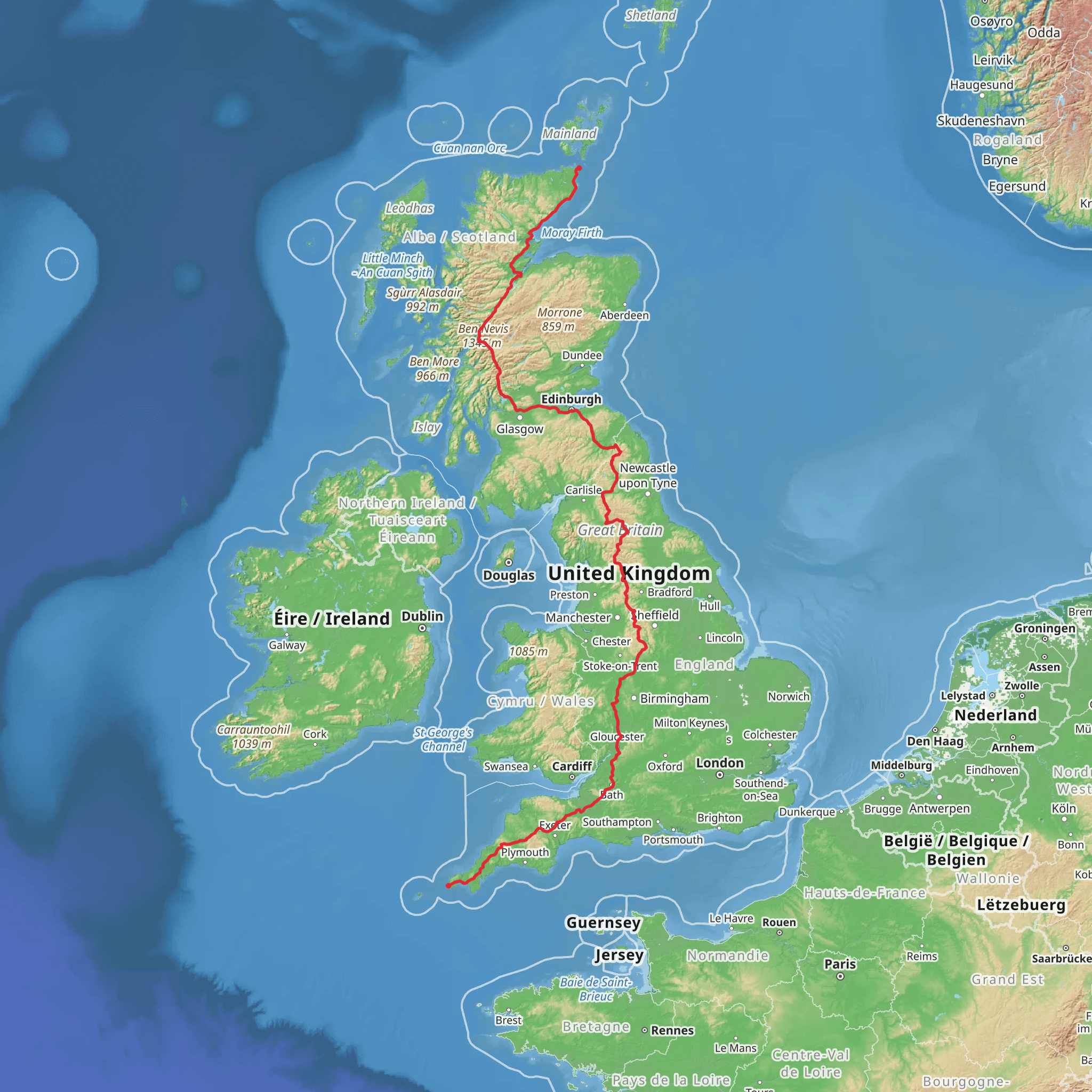 Land's End To John O'Groats mobile static map
