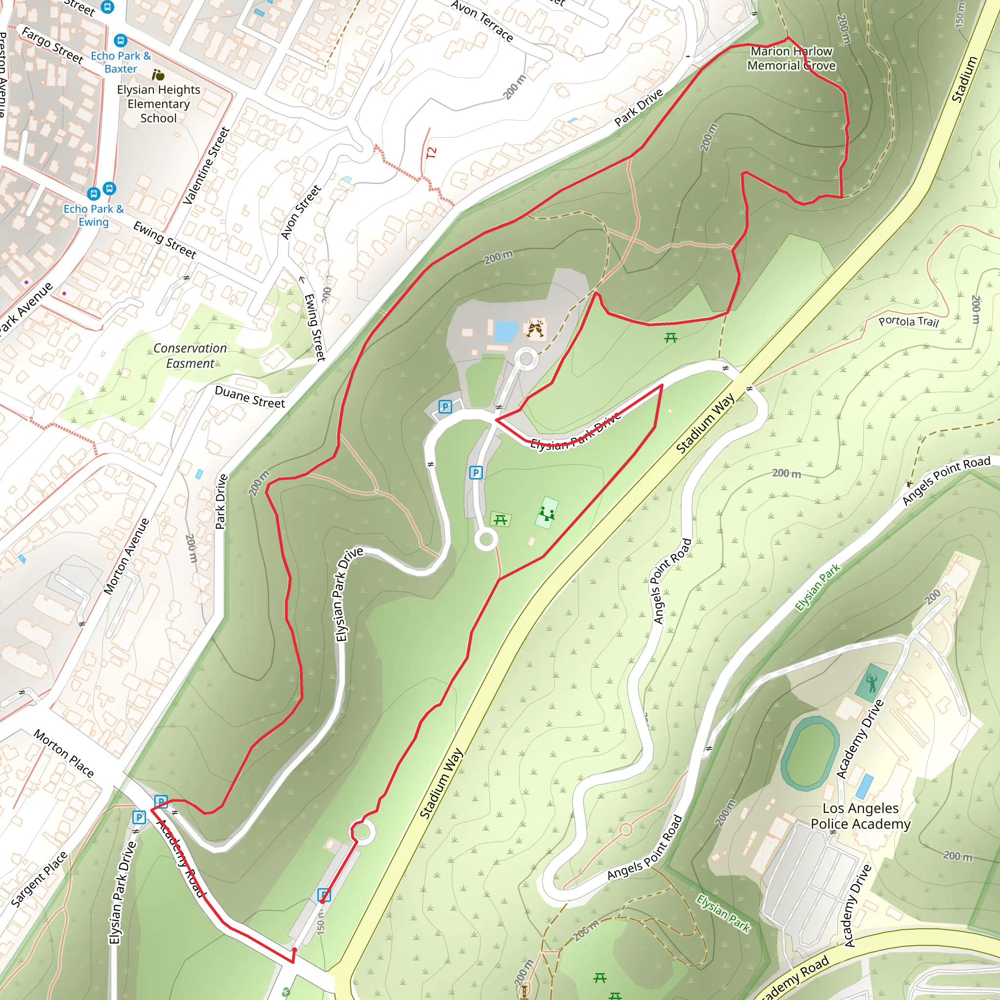 Elysian Park Loop Trail mobile static map