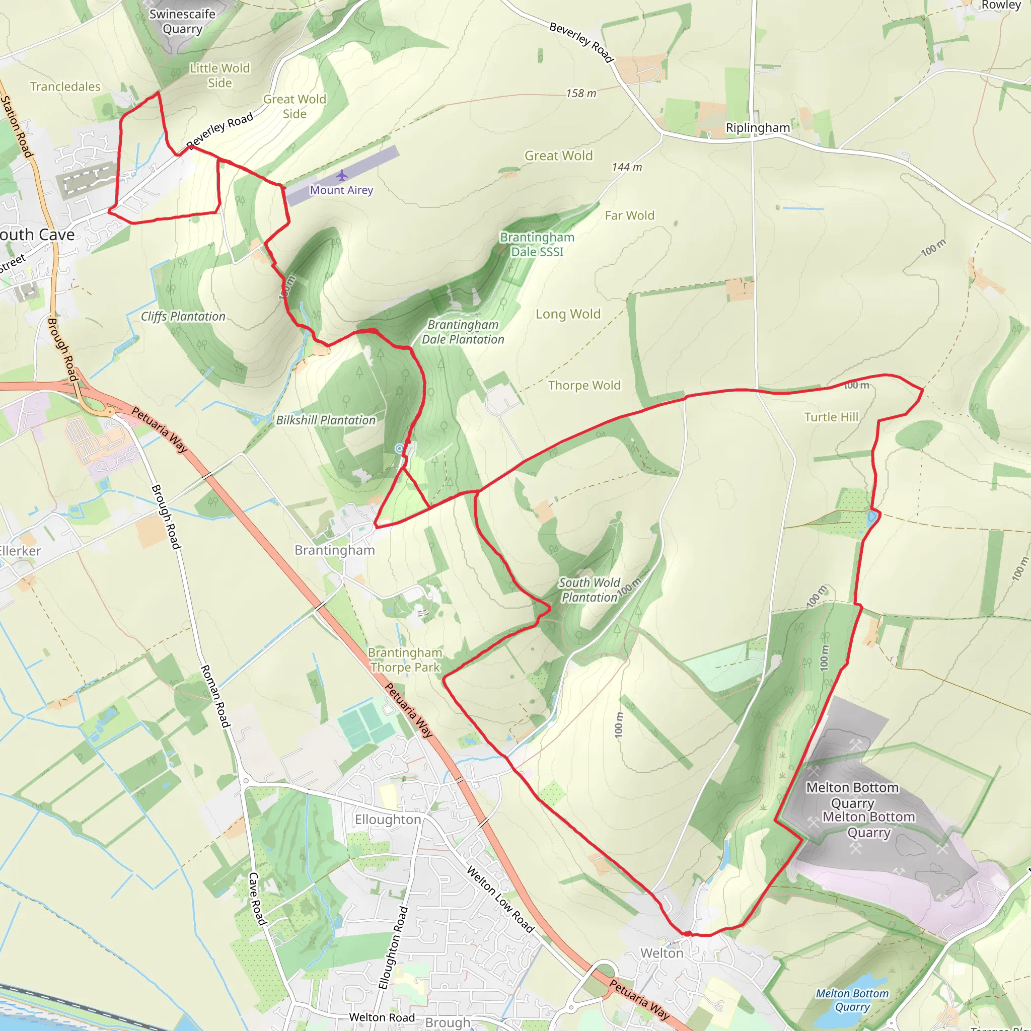 Welton, Brantingham, Sth Cave, Brantingham Loop mobile static map