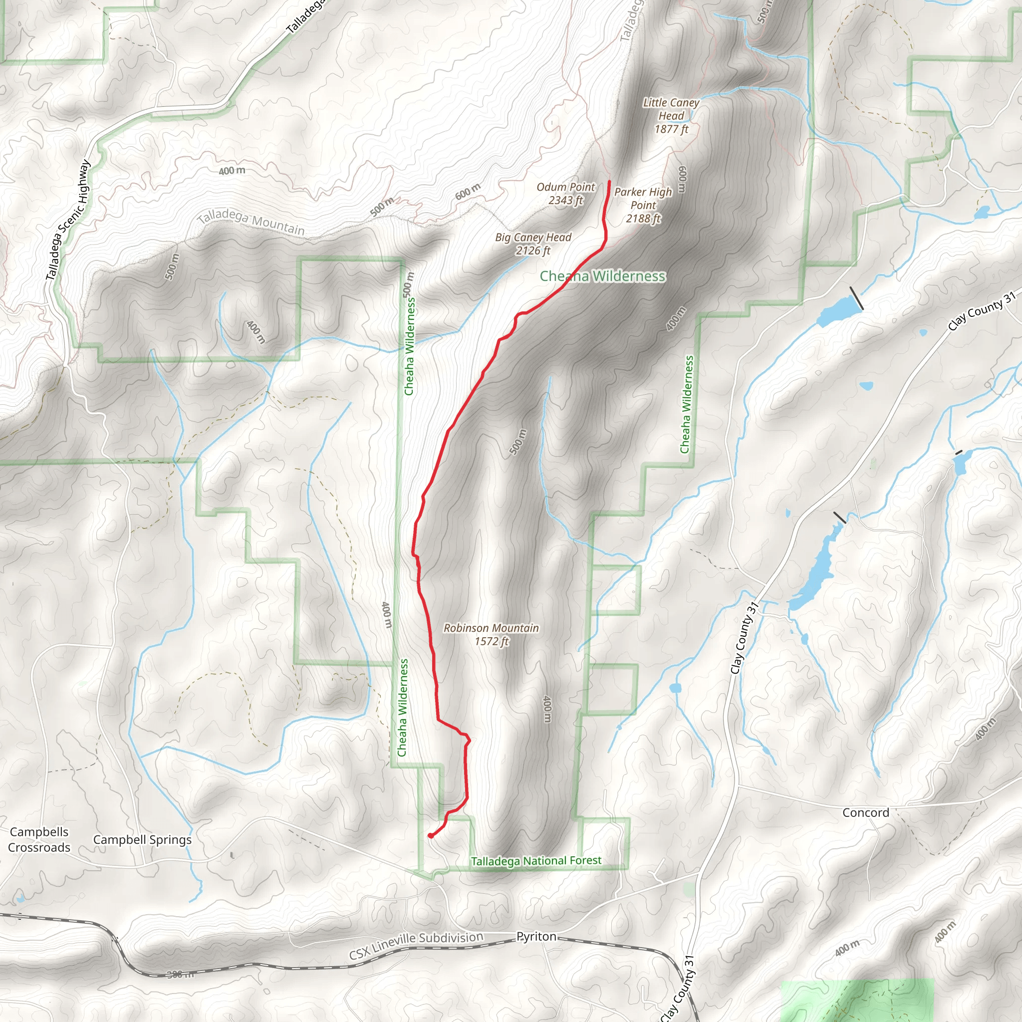 Odum Trail Out and Back mobile static map