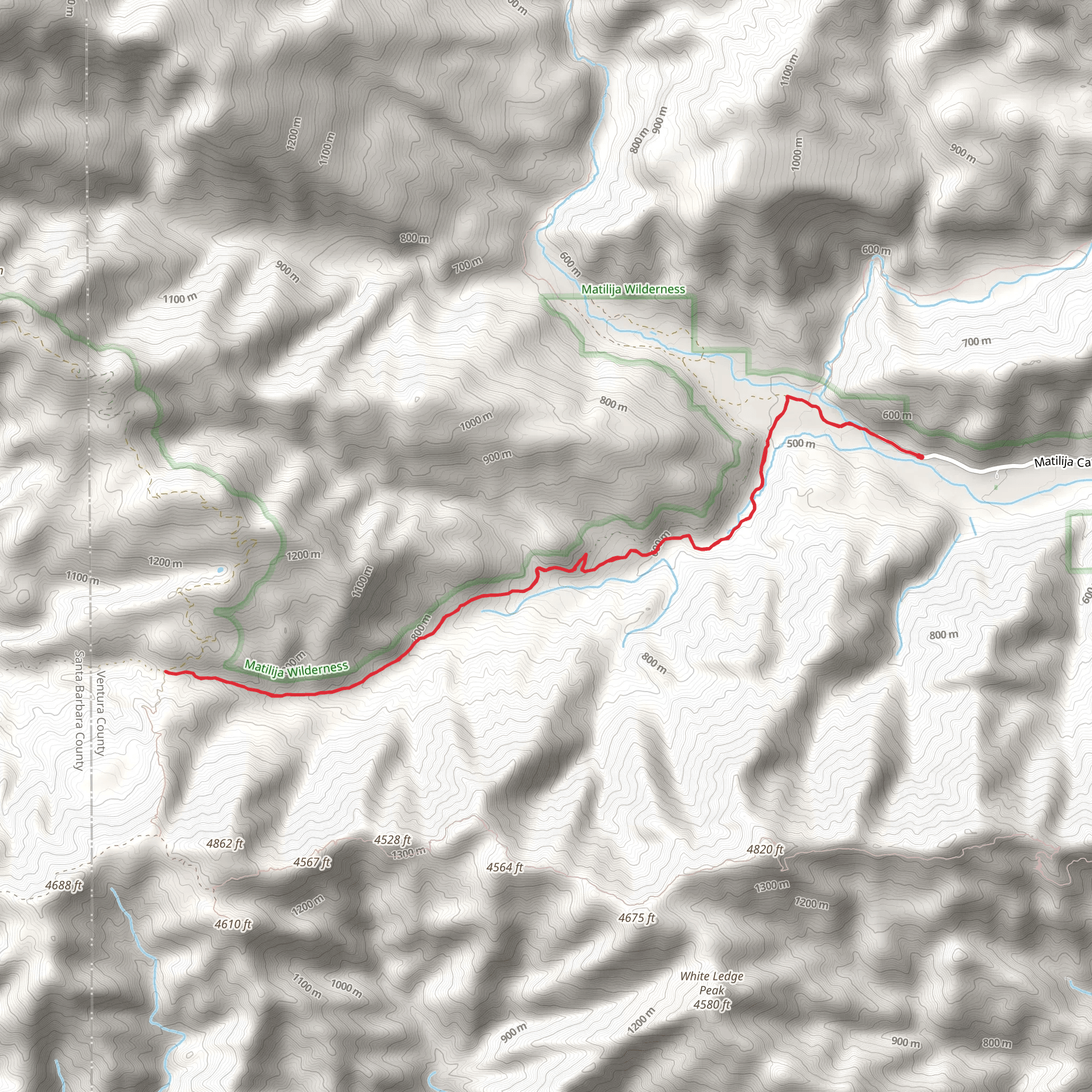 Matilija Divide Trail mobile static map