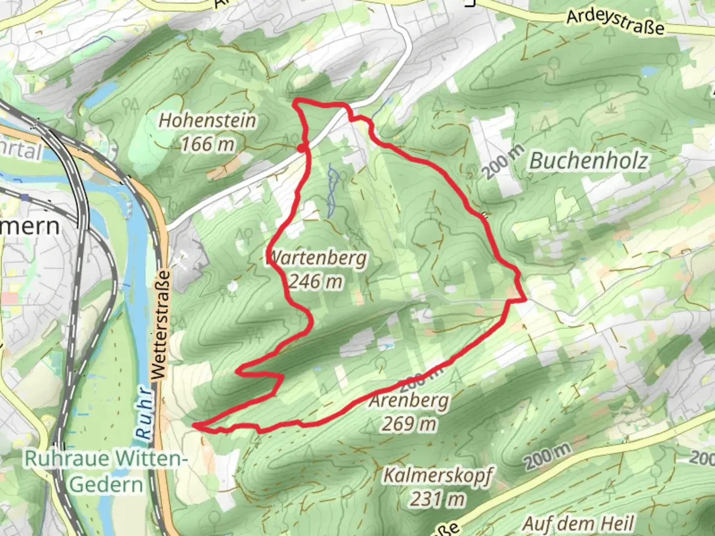 An image depicting the trail Borbach, Kermelbach and Evangelischer Friedhof Gedern Loop and its surrounding area.