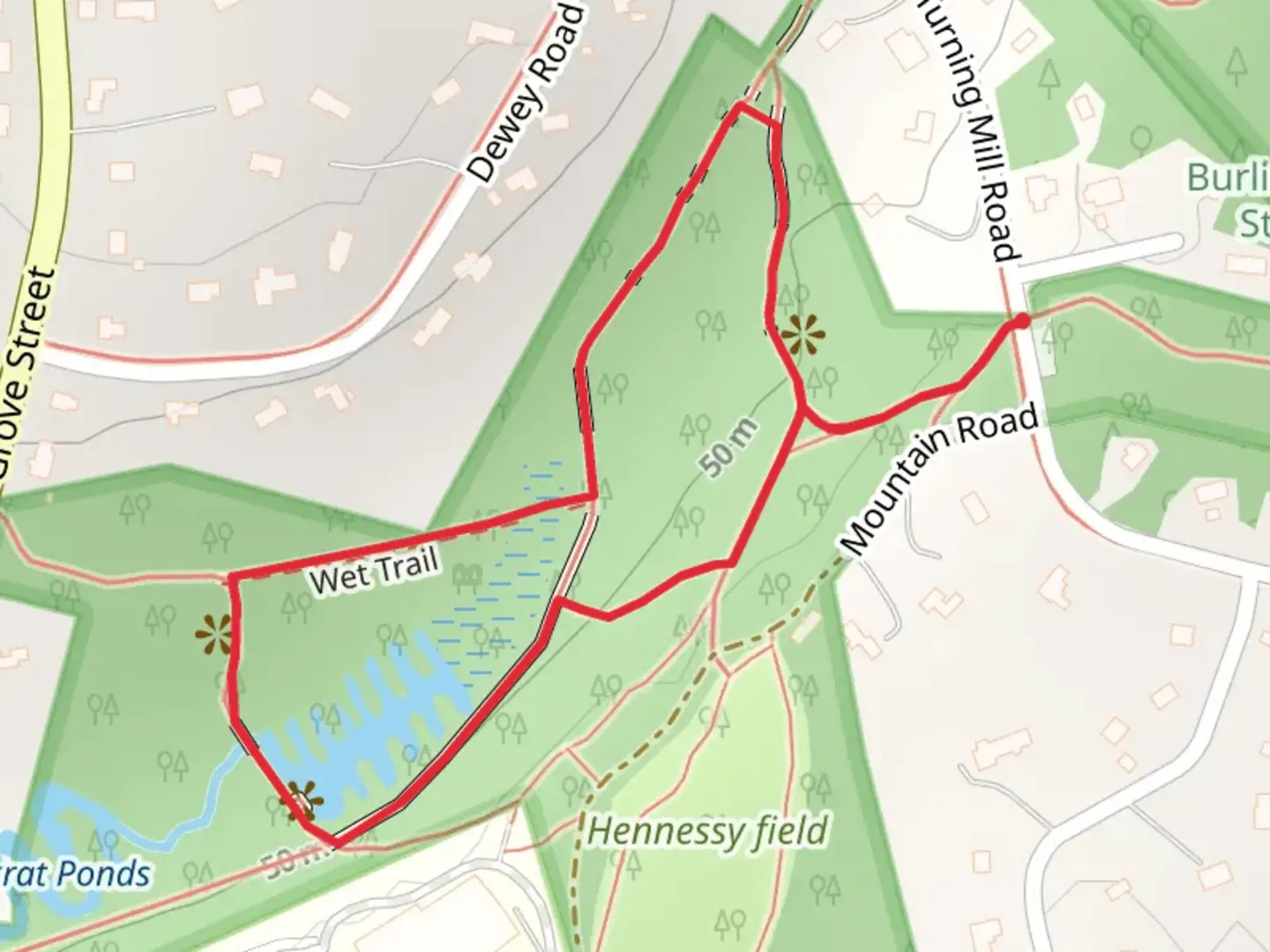 An image depicting the trail Muskrat Ponds Loop Trail and its surrounding area.