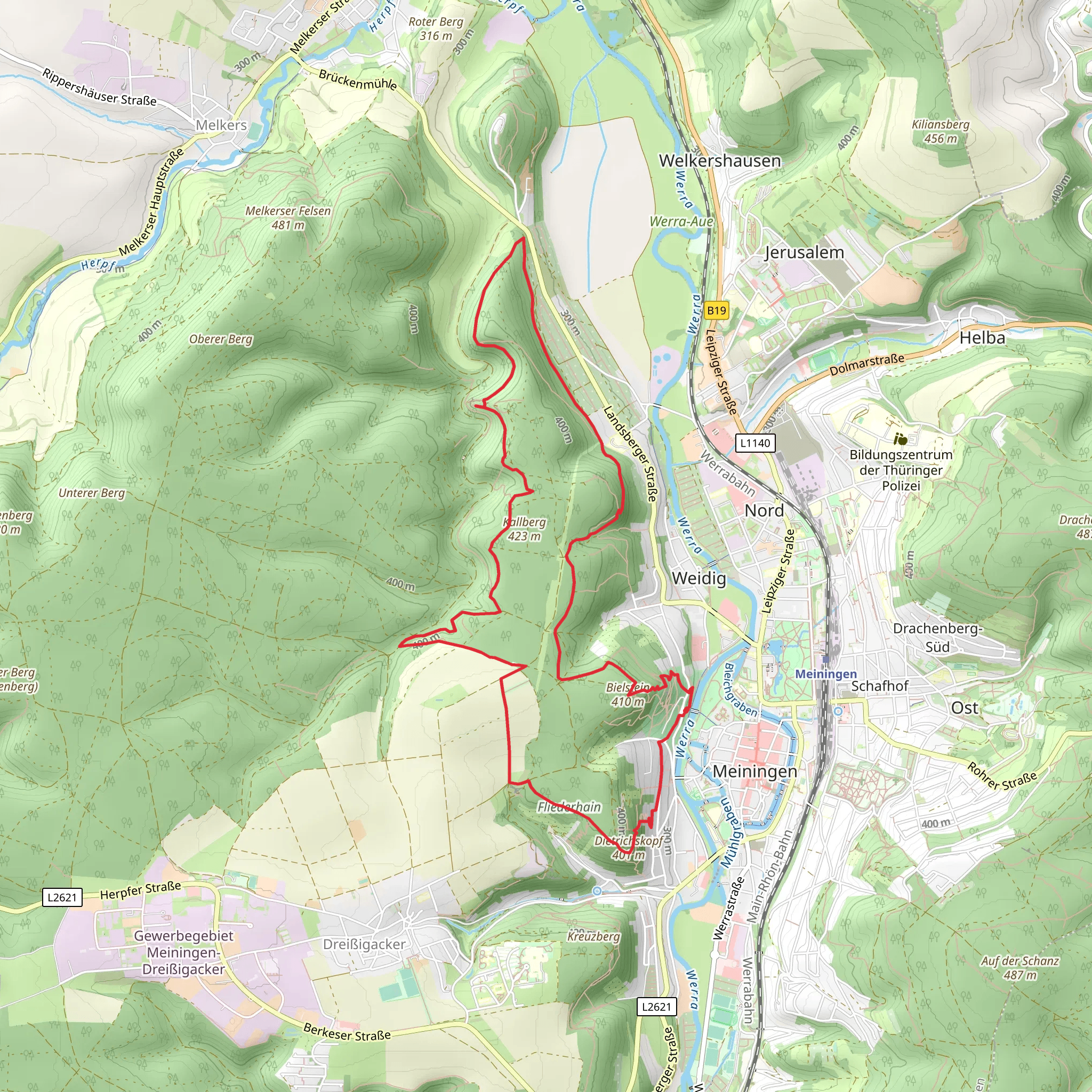 Diwzhaeuschen, Bielstein and Henriettenplatz Loop mobile static map
