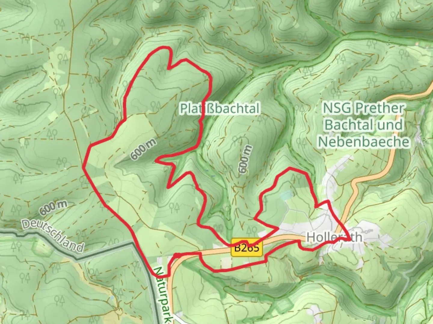 An image depicting the trail Kaiserdell Loop in Hollerath and its surrounding area.