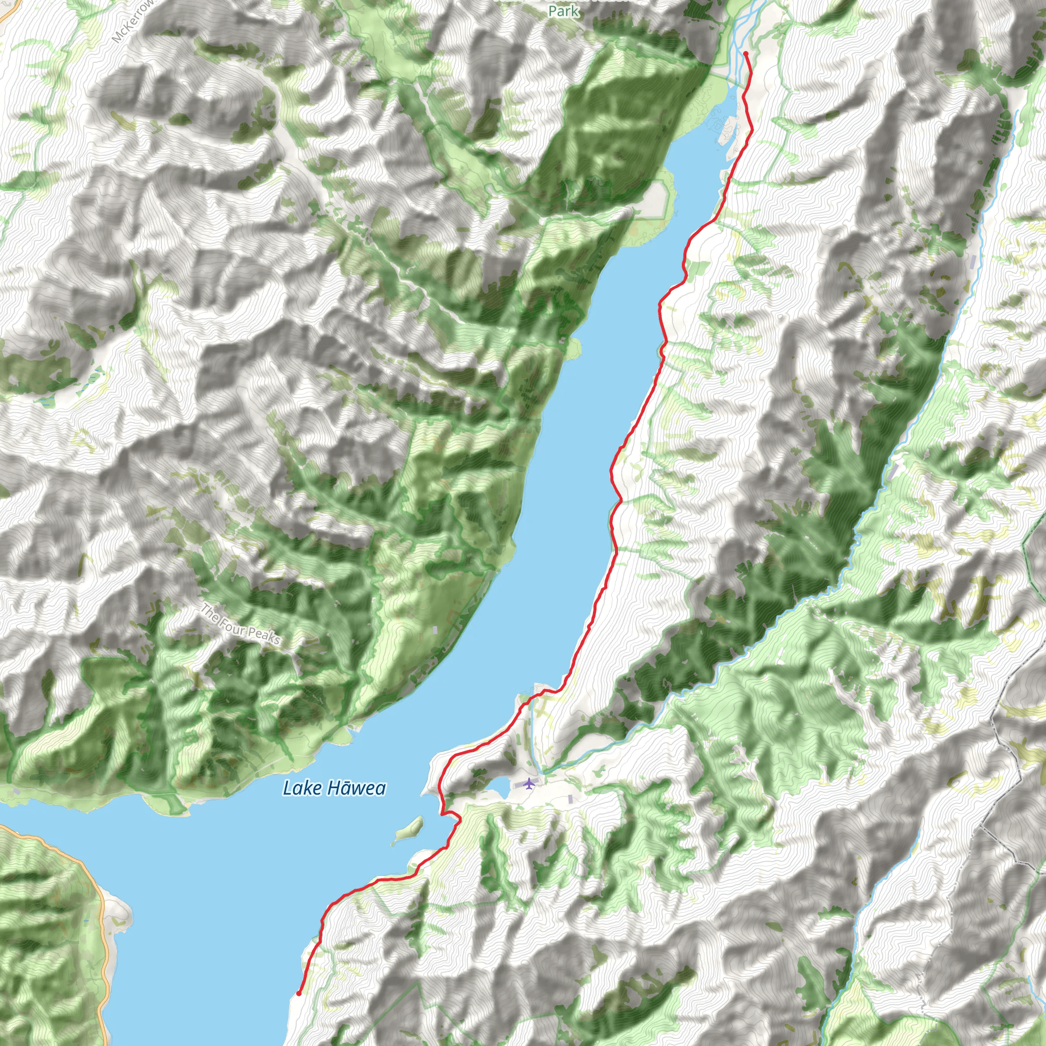 Lake Hāwea Track mobile static map