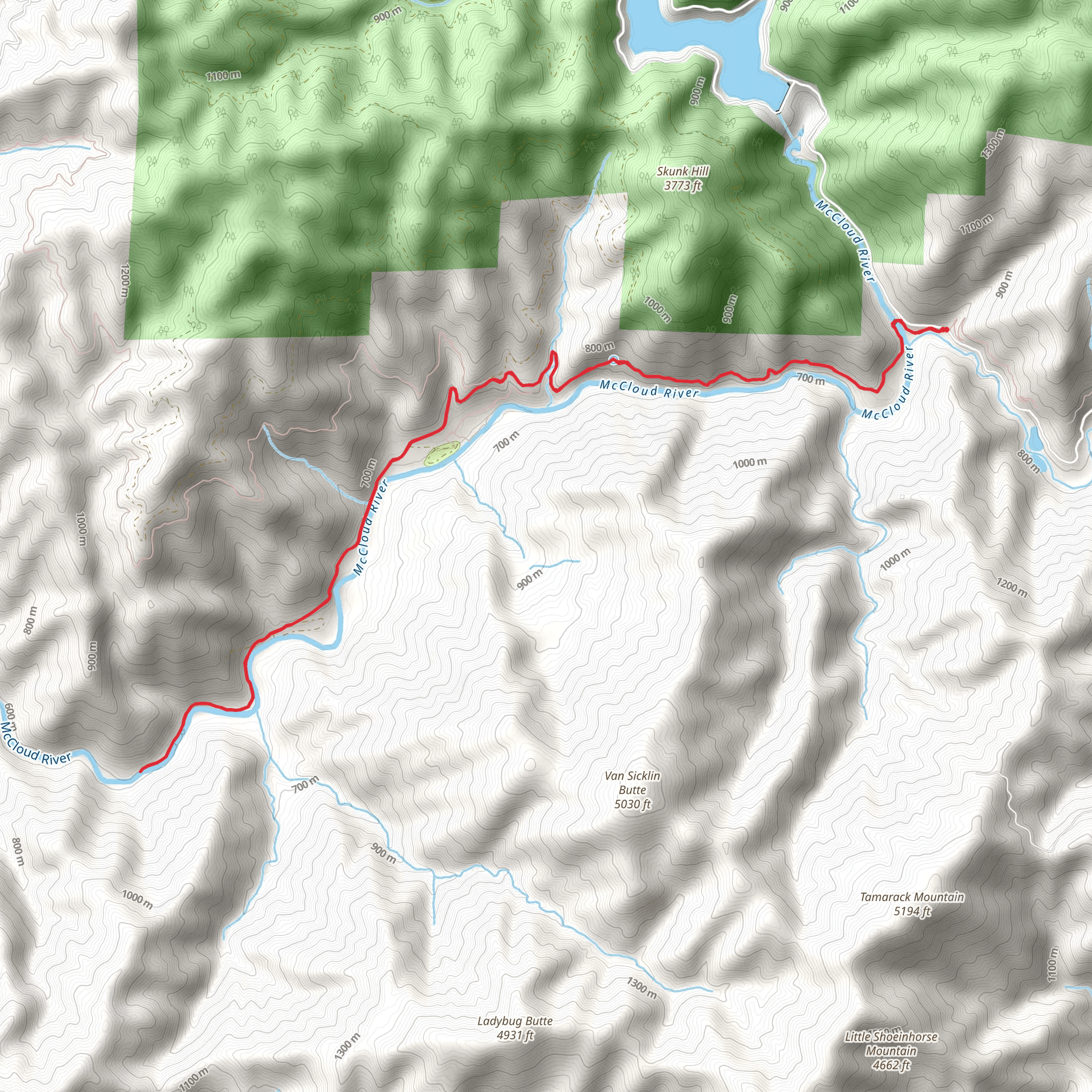 Mccloud River via Pacific Crest Trail mobile static map