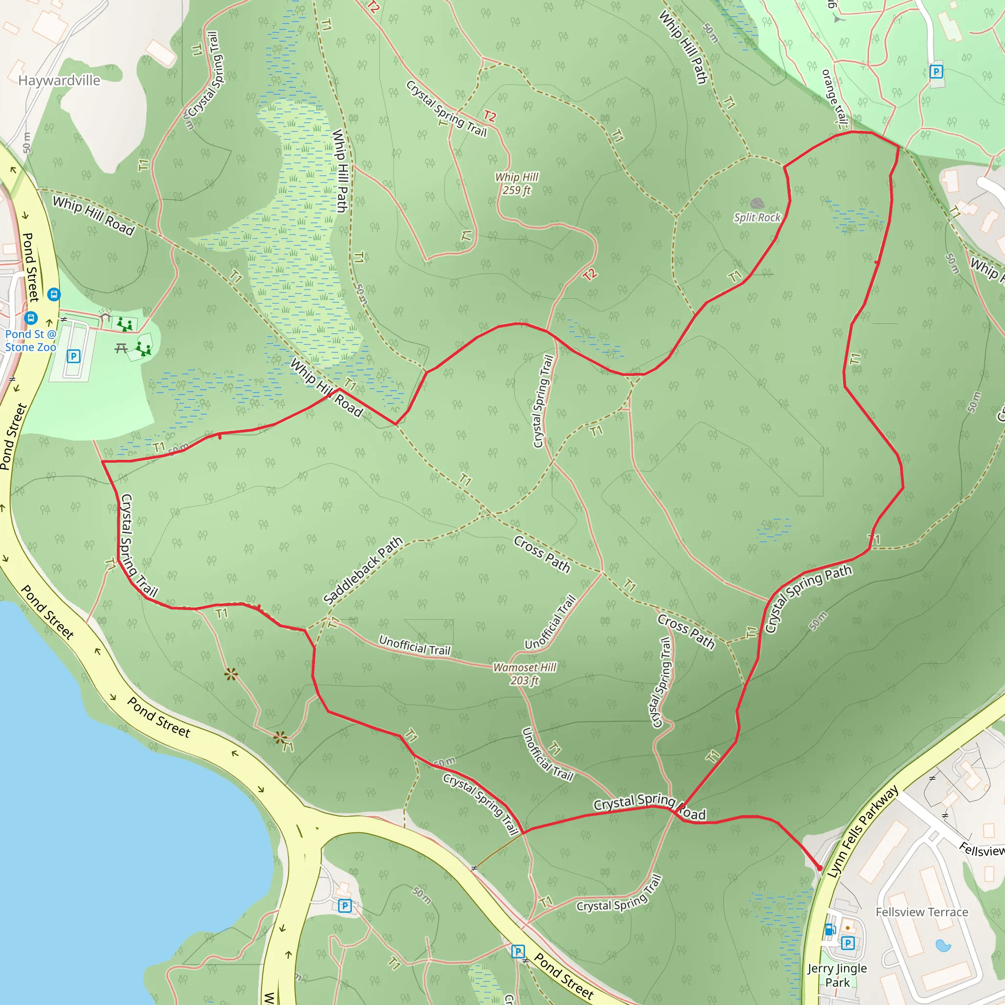Crystal Spring Path Loop mobile static map