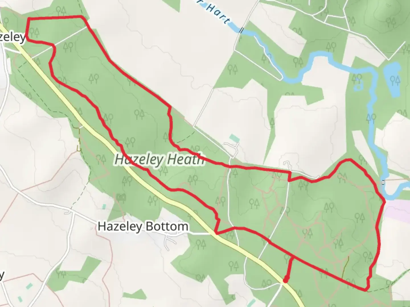 An image depicting the trail Hazeley Heath Loop and its surrounding area.