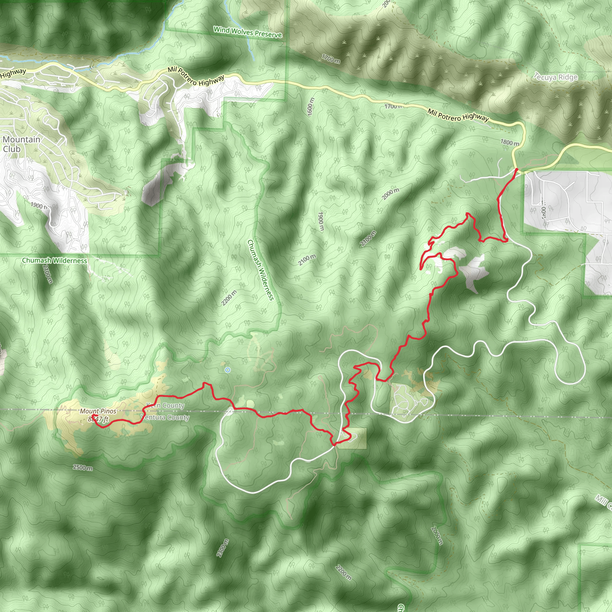 Mount Pinos via McGill Trail mobile static map