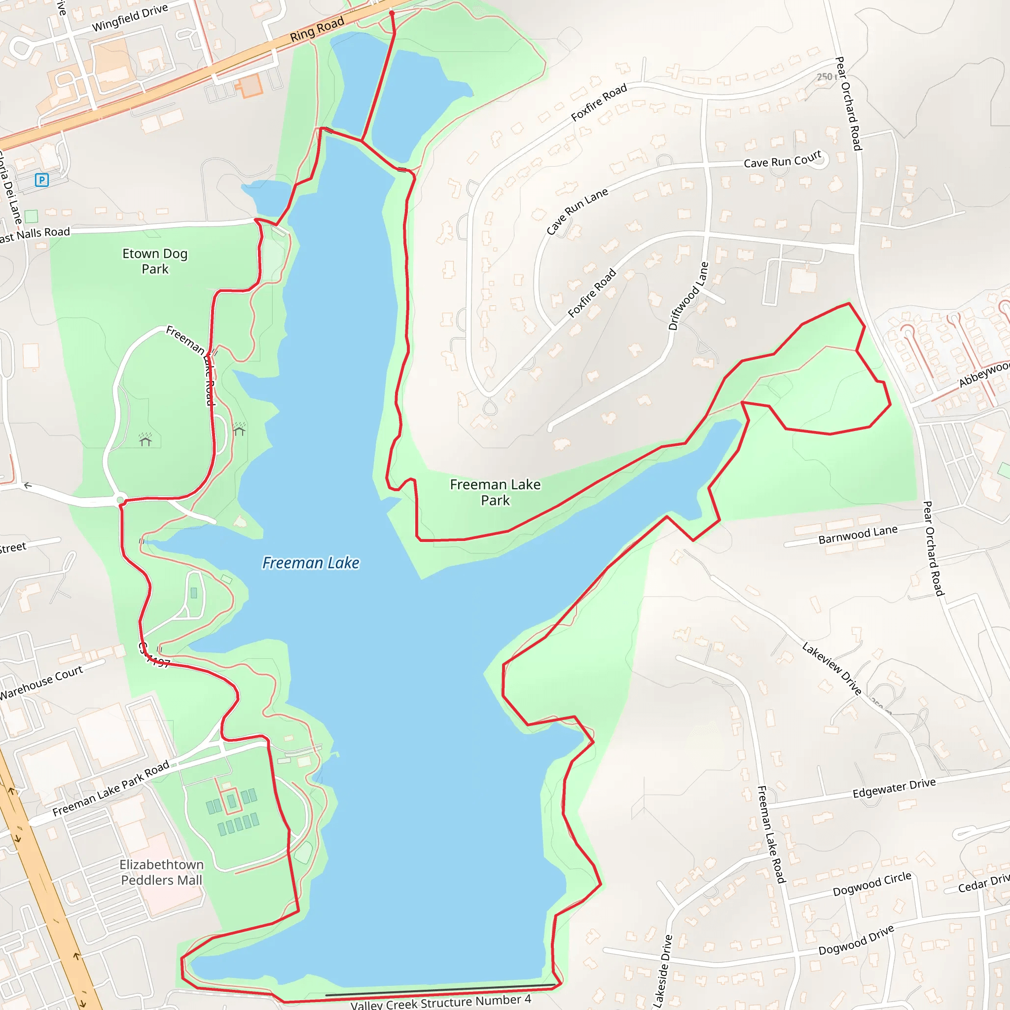 Freeman Lake Loop mobile static map
