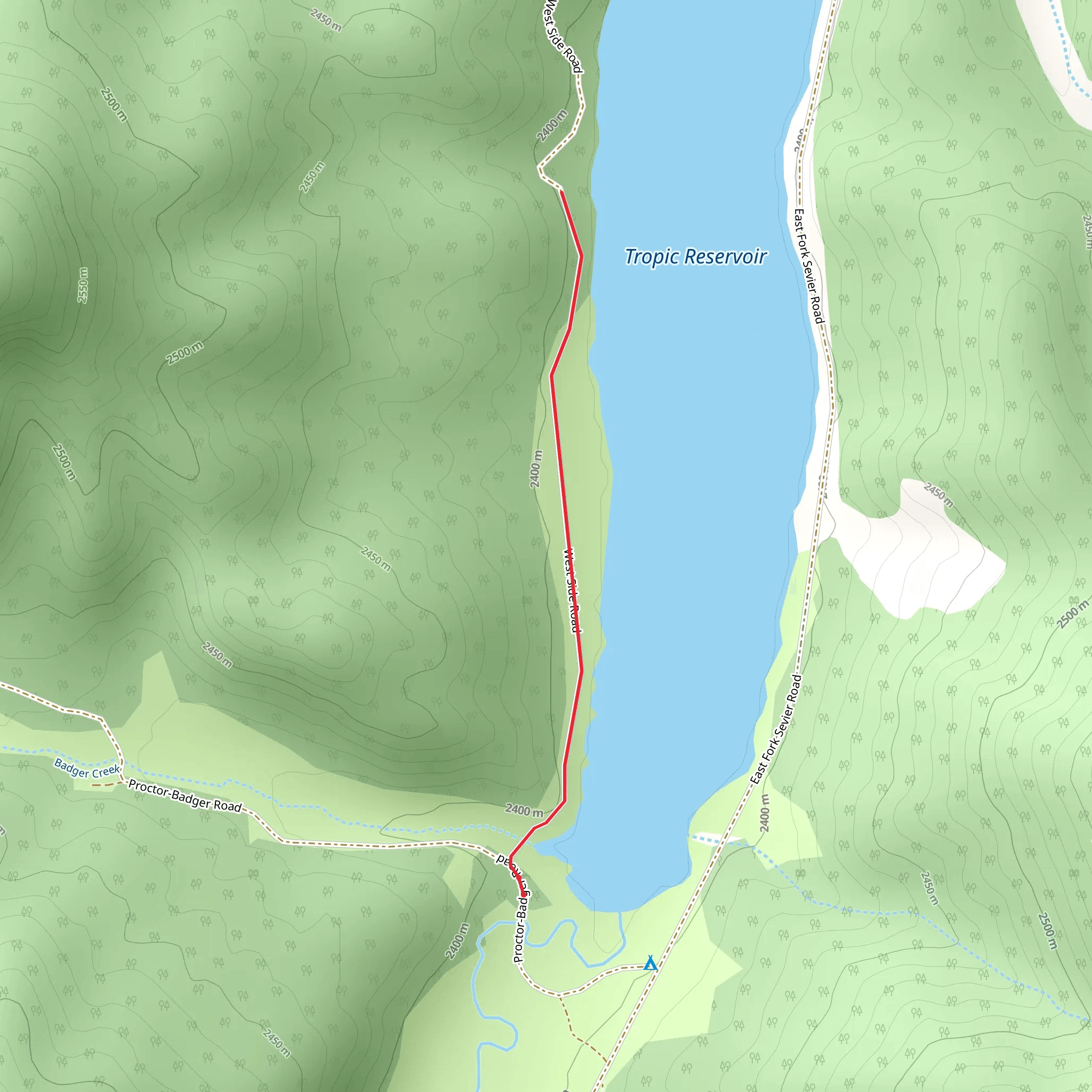 Tropic Reservoir West Shore Walk mobile static map